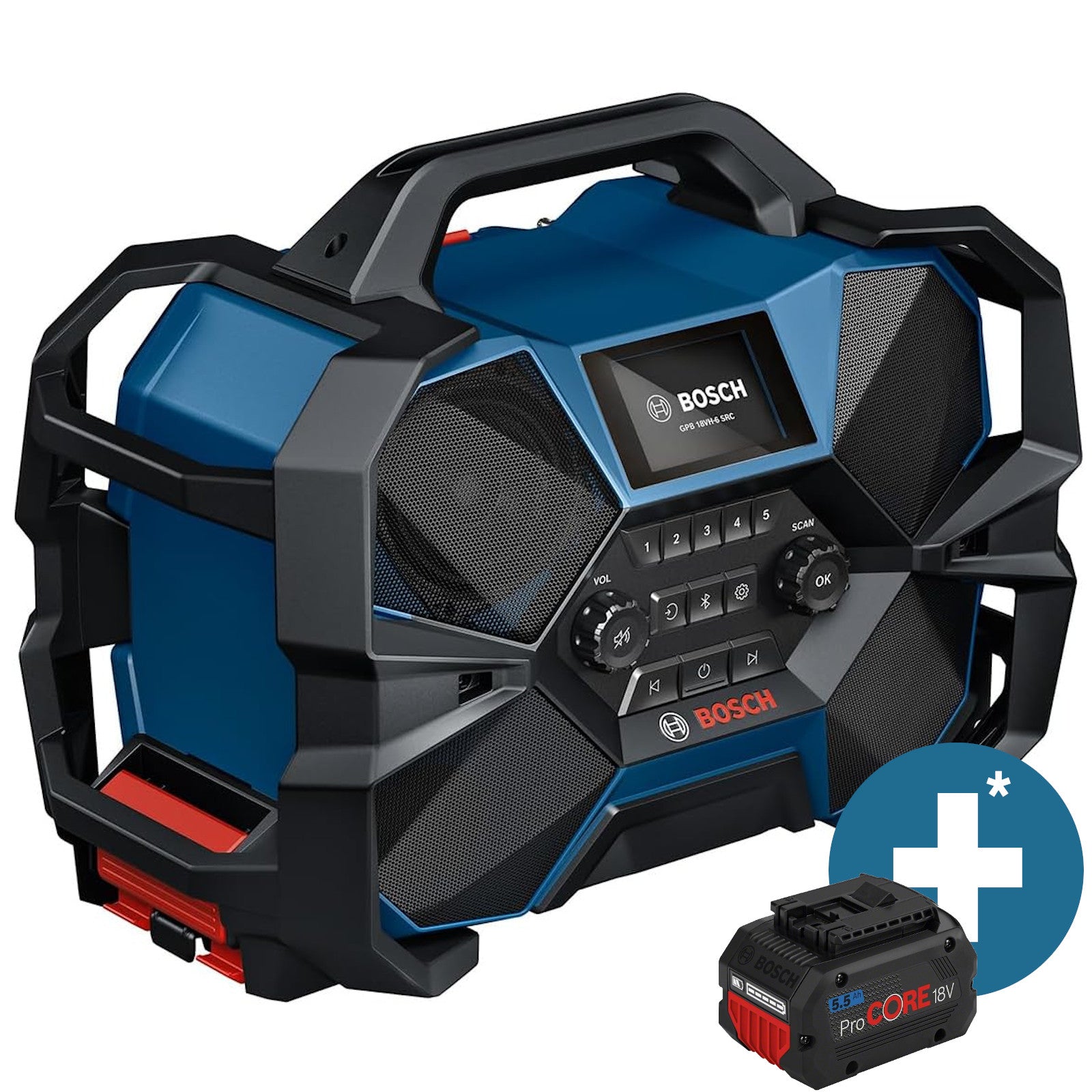 Bosch Akku-Baustellenradio Jobsite Radio DAB+ Bluetooth 18V GPB 18VH-6 SRC 06014A6200
