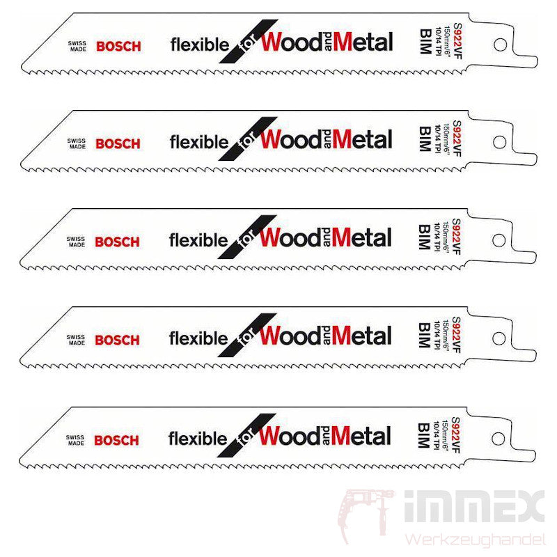 Bosch Säbelsägeblätter Holz/Metal 5x S1122BF 150mm