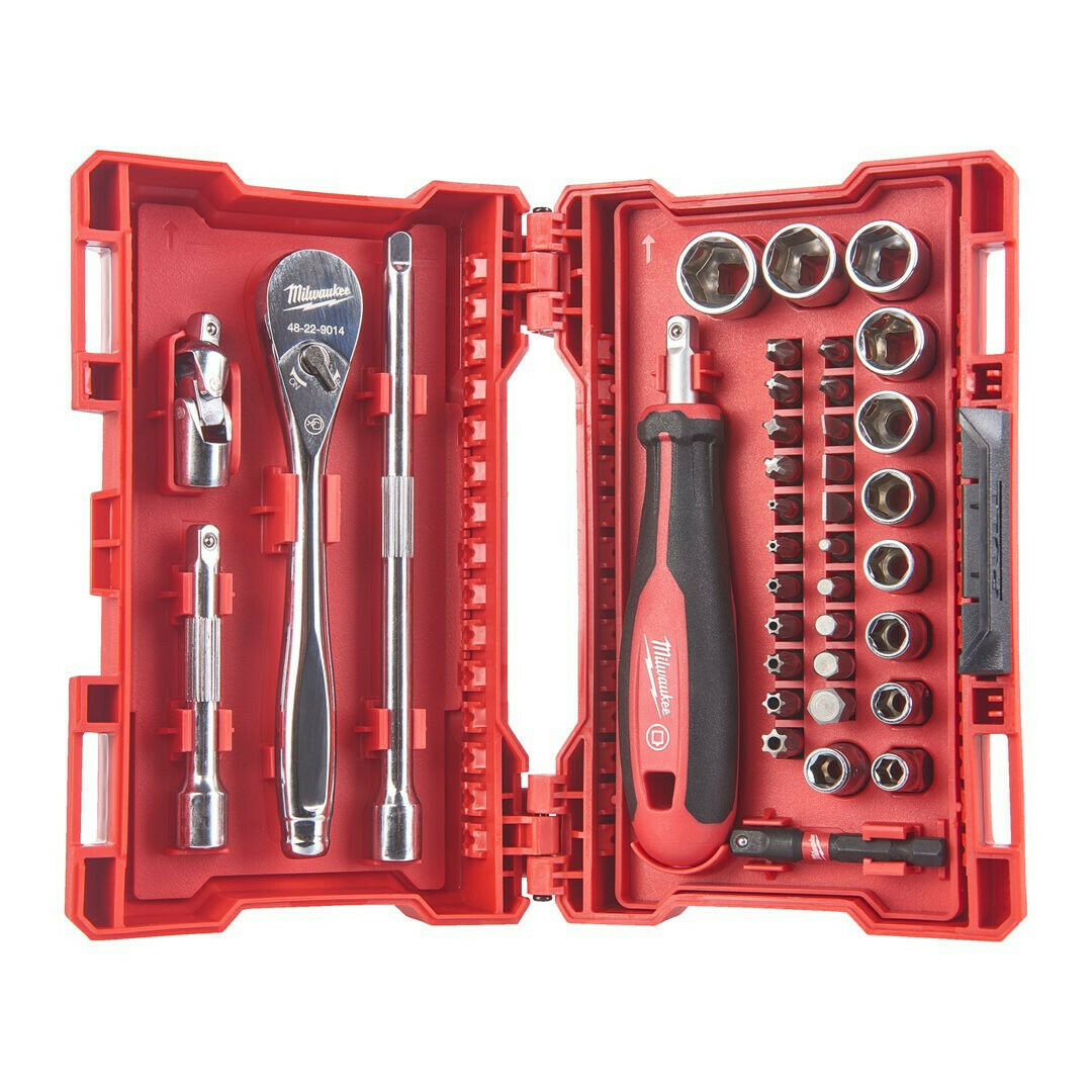 Milwaukee Ratchet Socket Wrench Set, 38-piece.