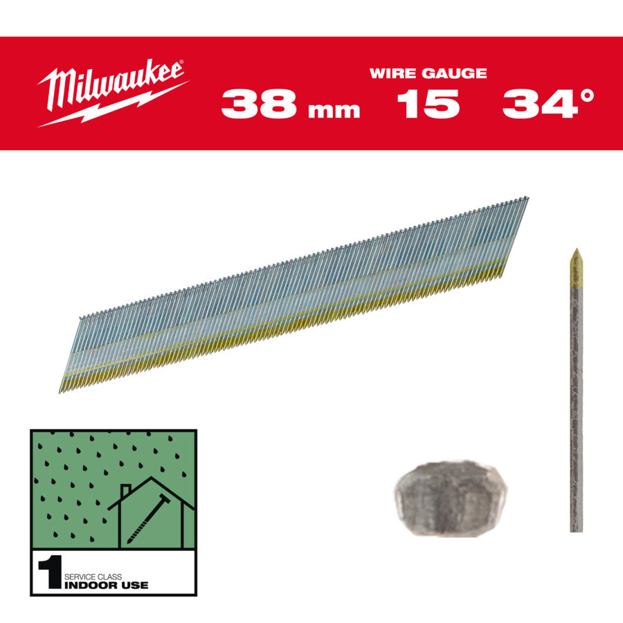 Milwaukee Nägel Stift-Nägel 15G 34° 38 mm SC1 (2.500) 4932492575