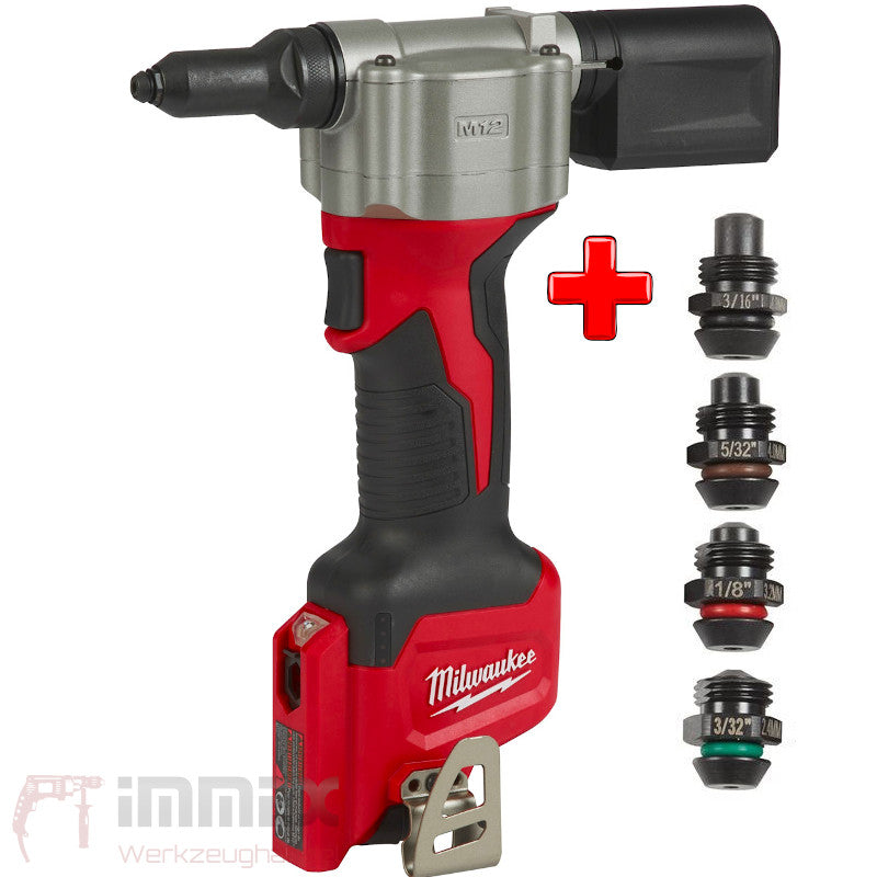 Milwaukee Akku-Blindnietgerät 12V BPRT-0 + 4 Mundstücke