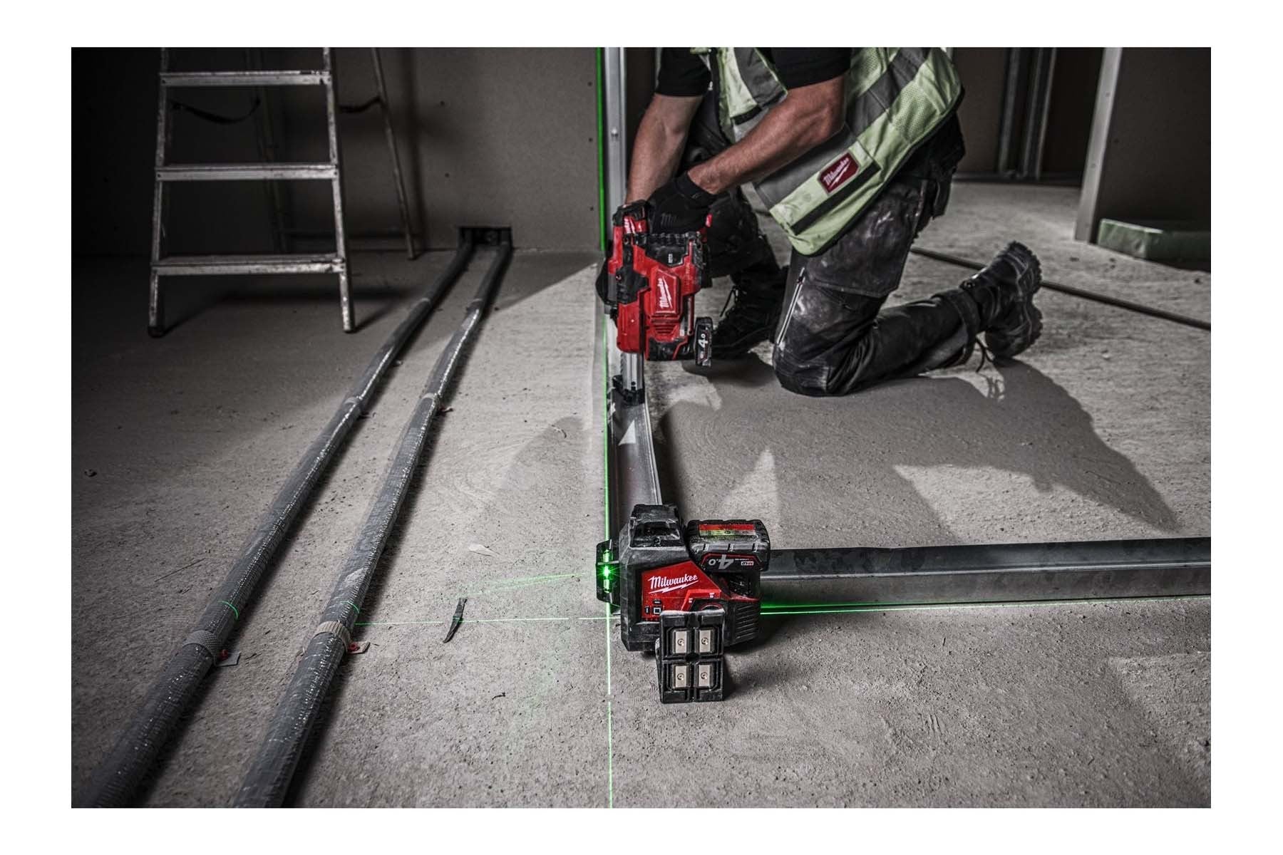Milwaukee cross line laser, construction laser, green, 3x360°