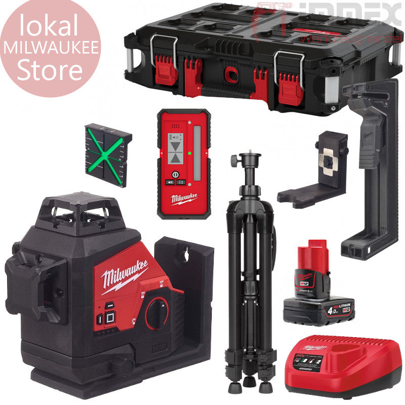 Milwaukee Kreuzlinienlaser Baulaser grün 3x360°