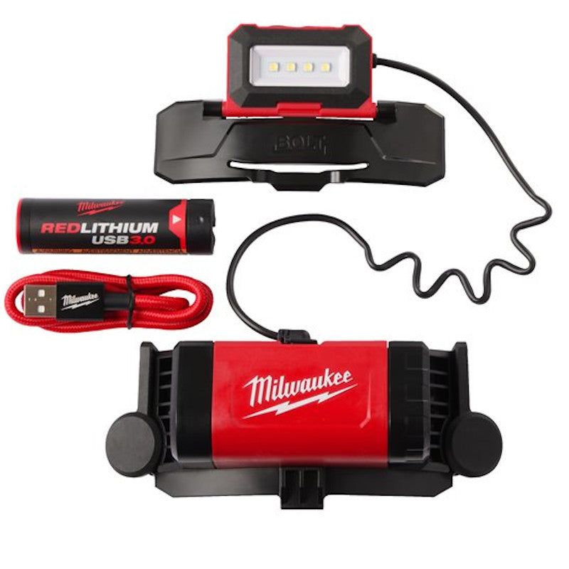 Milwaukee Akku-Kopfleuchte BOLT USB Helmleuchte für Baustellenhelm Schutzhelm