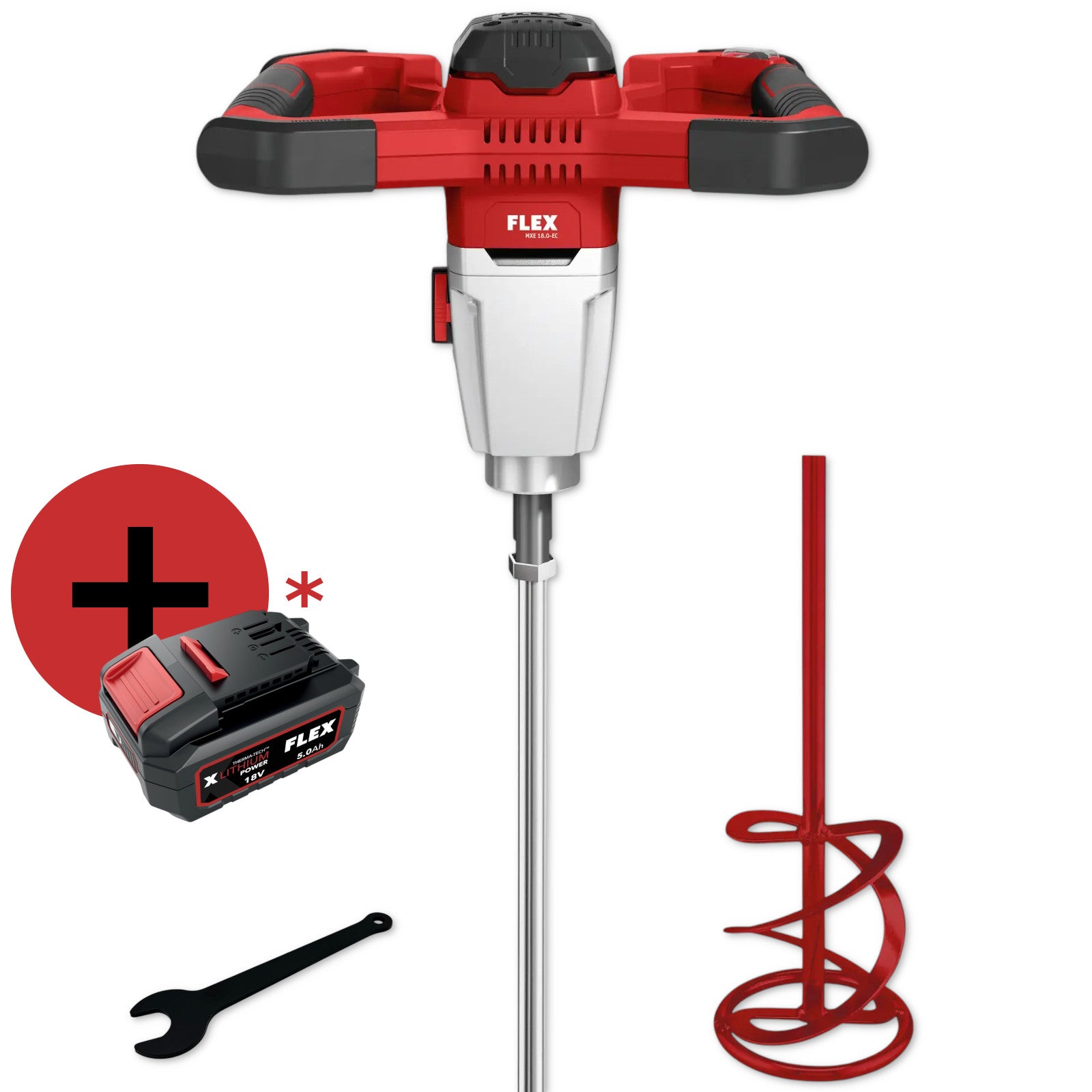 FLEX Akku-Rührgerät 18V 2-Gang-Rührer MXE 18.0 EC + HP2 120 + Rührstab 495964