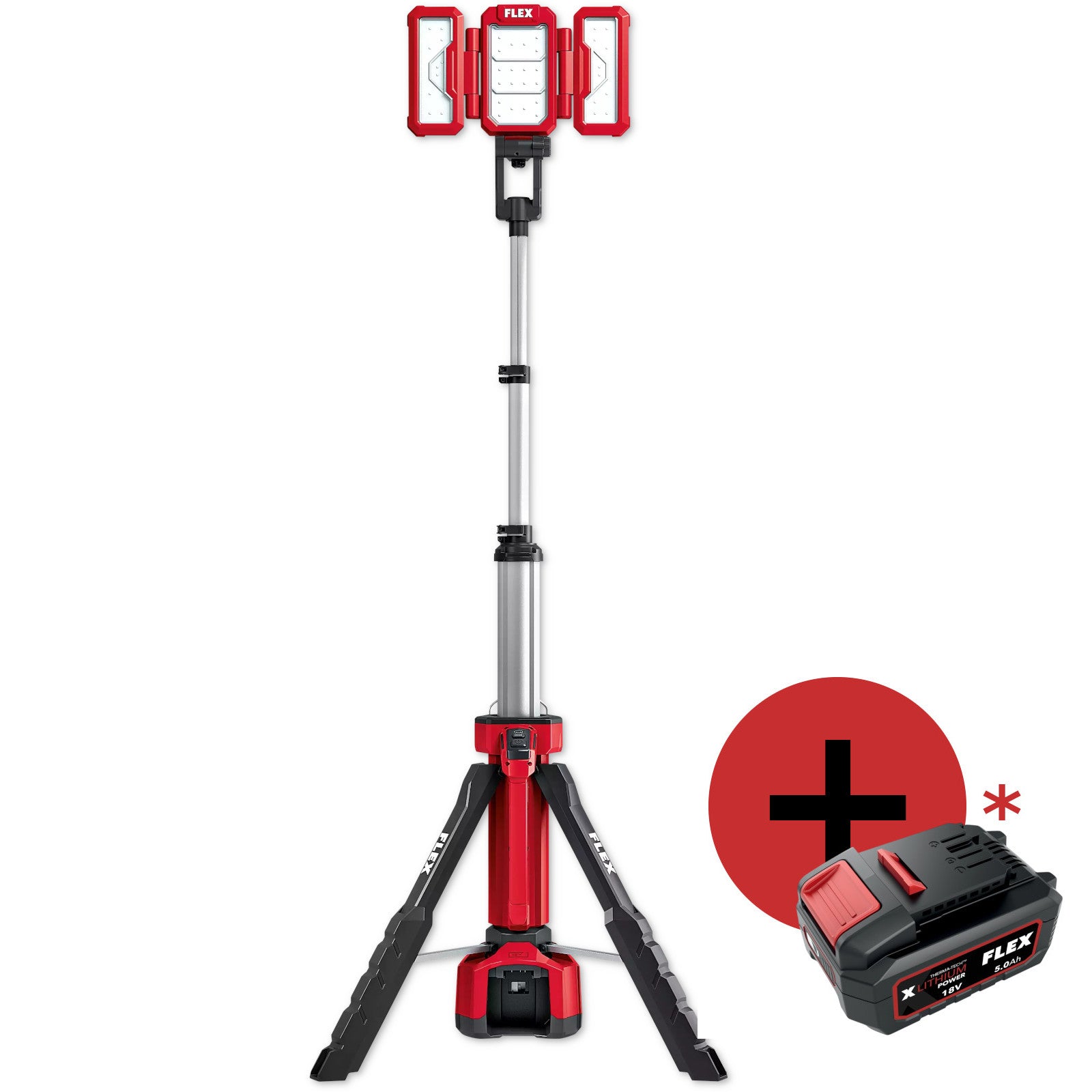 FLEX Akku-Baustrahler LED Leuchte mit Stativ 18V TL 4000 18.0/230 530375