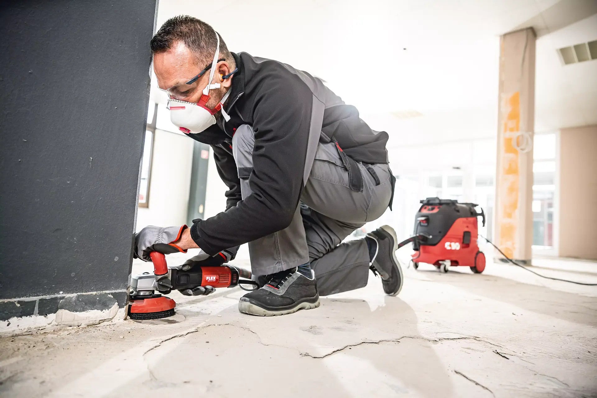 FLEX renovation grinder 125mm LDE 16-8 125 R, Kit E-Jet 2x grinding discs 504998