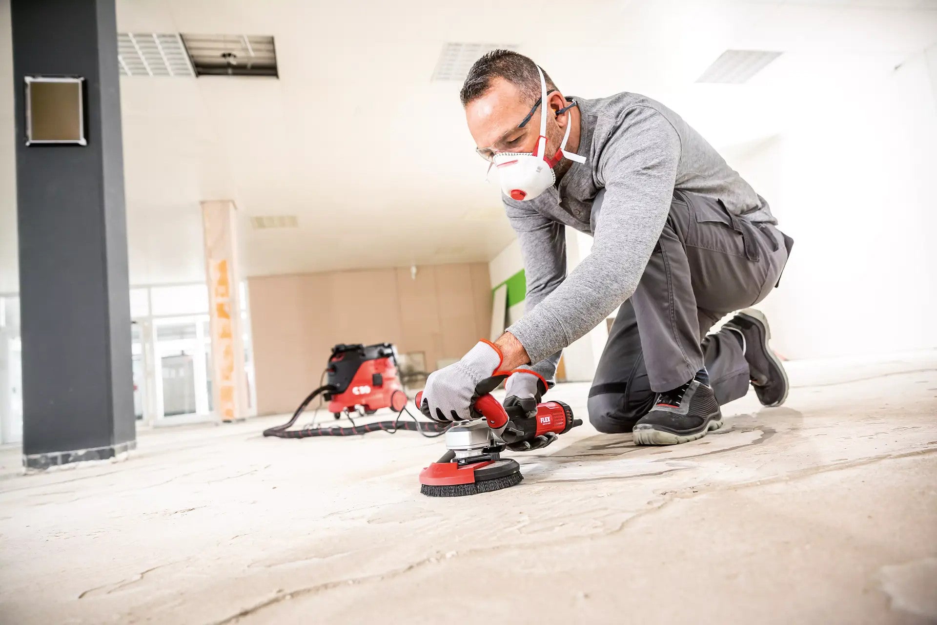 FLEX renovation grinder 125mm LDE 16-8 125 R, Kit E-Jet 2x grinding discs 504998