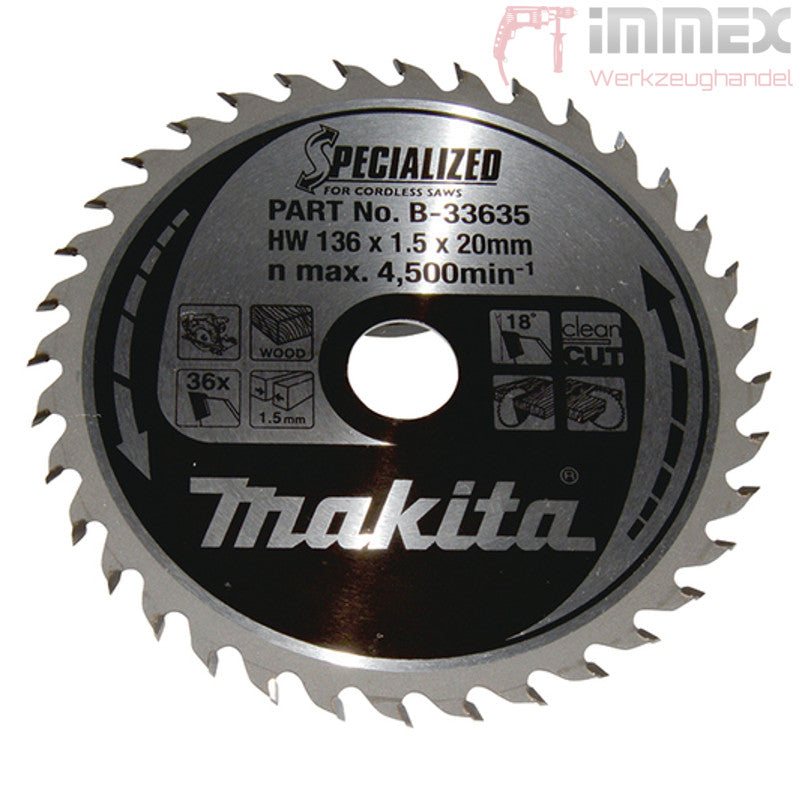Makita Sägeblatt 136x20mm 36 Zähne Holz B-33635