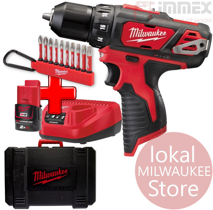 Milwaukee Akku-Bohrschrauber 12V BDD-201C + Bit-Sortiment Schrauber + Akku