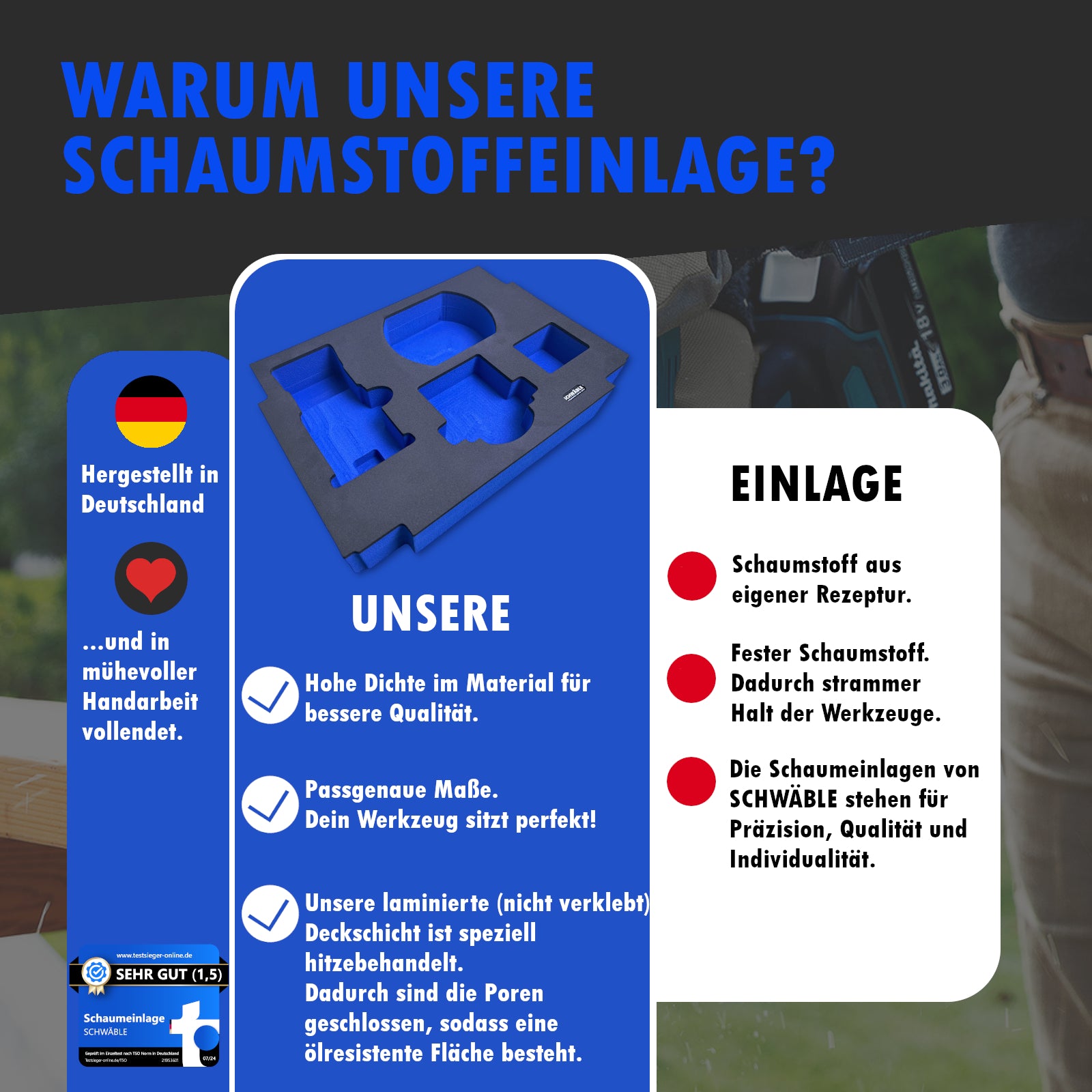 SCHWÄBLE Schaumeinlage Schaumstoffeinlage f. Makita Akku-Exzenterschleifer BO001