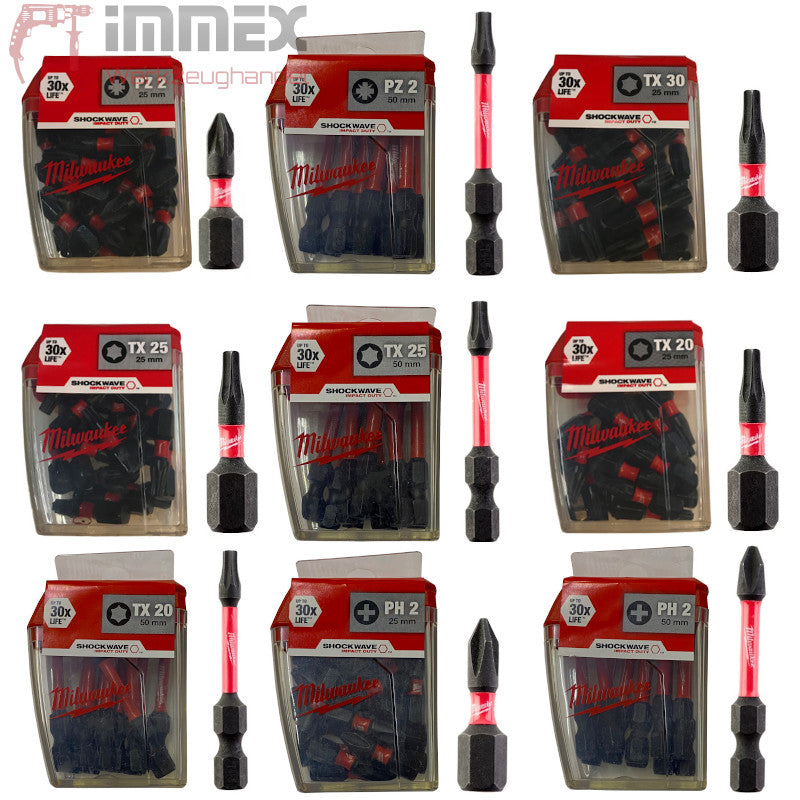 Milwaukee schlagfeste Bits lang/kurz T20,T25,T30,PZ2,PH2
