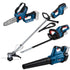 Bosch Akku-Combo Set 18V Laubbläser GBL Heckenschere GHE Trimmer GRT Kettensäge