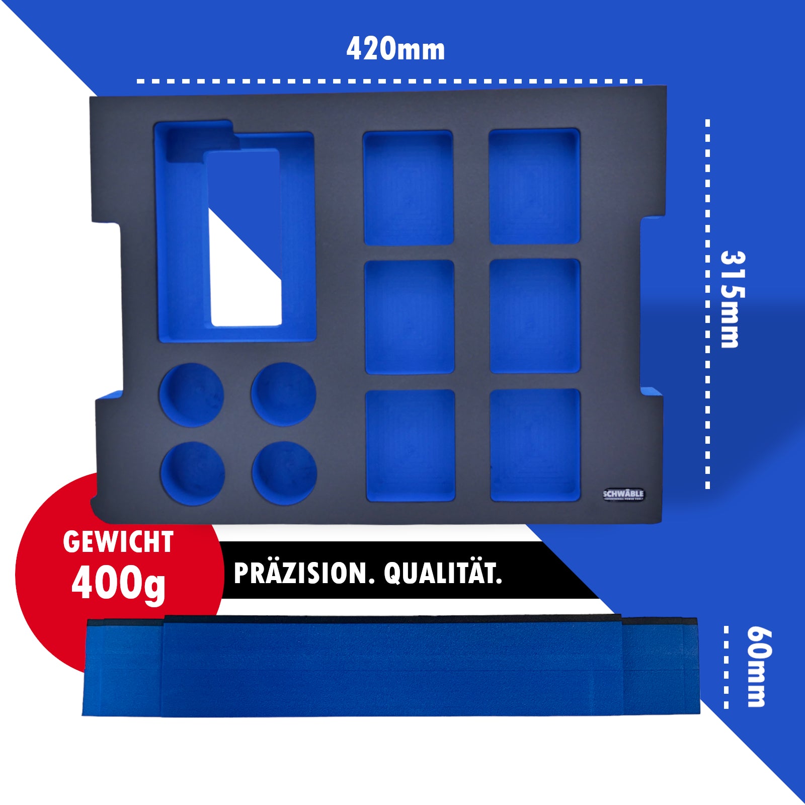 SCHWÄBLE® Schaumeinlage Schaumstoffeinlage f Bosch Akku-Starter-Set 12V GAL12-40