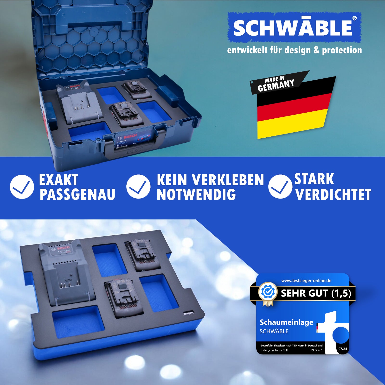 SCHWÄBLE® Foam Insert for Bosch Battery Starter Set GAL18-40 4-5Ah