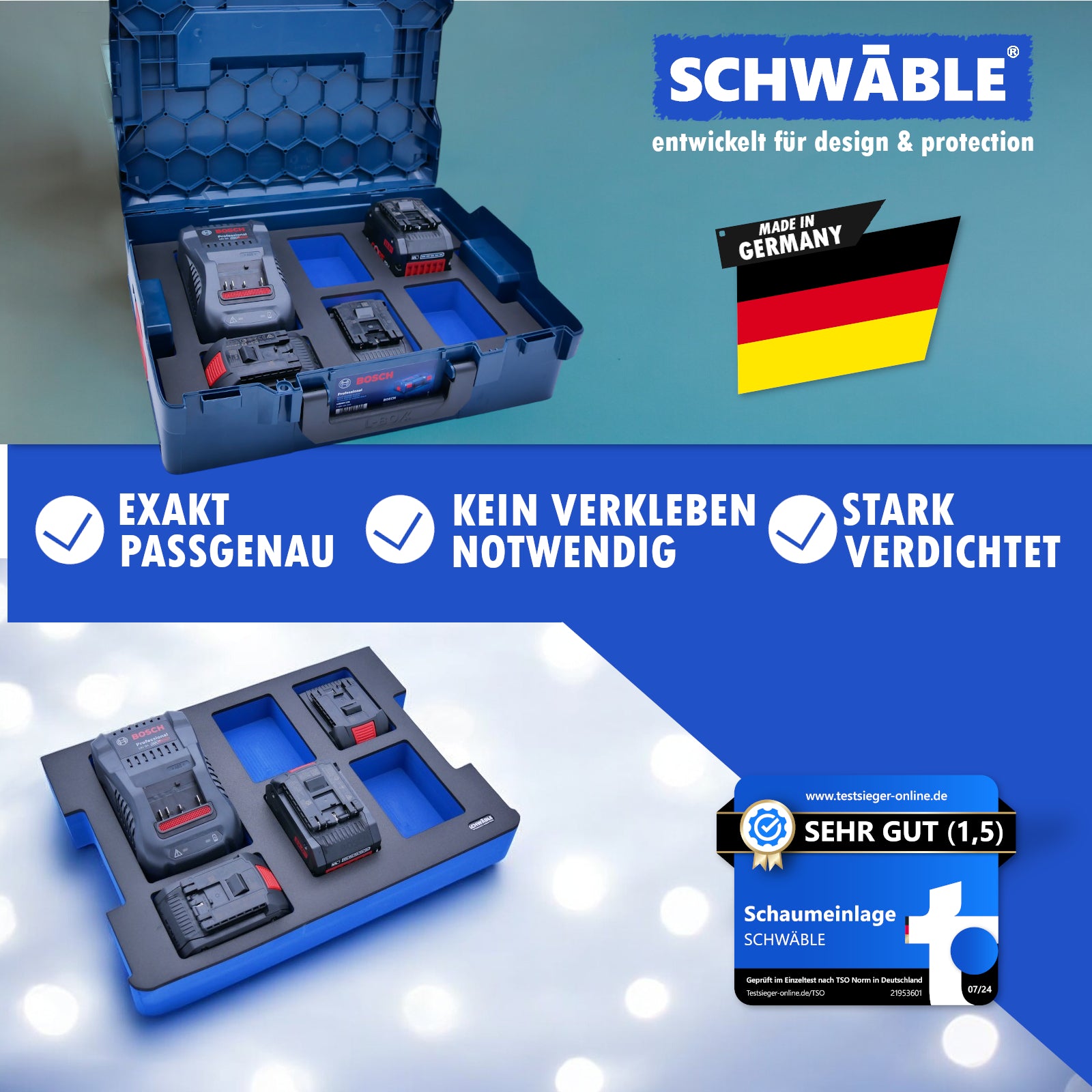 SCHWÄBLE® Foam Insert for Bosch Battery Starter Set GAL1880 4-5Ah