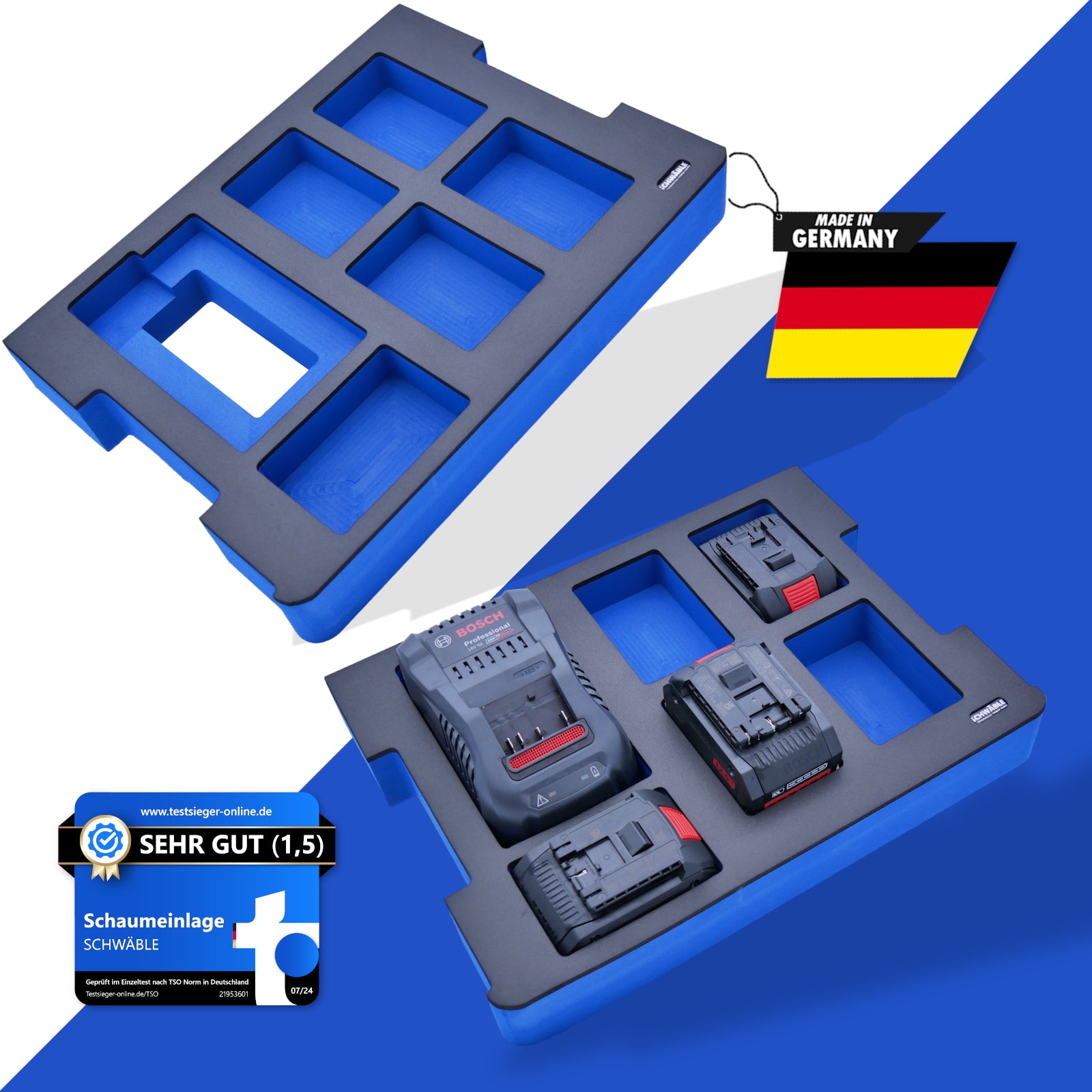 SCHWÄBLE® Schaumeinlage Schaumstoffeinlage für Bosch Akku-Starter-Set GAL1880