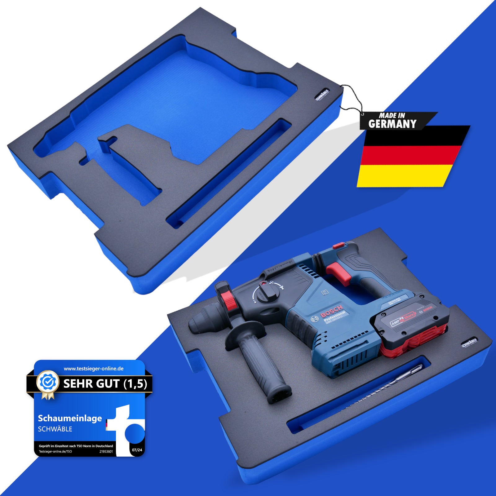 SCHWÄBLE® Schaumeinlage Schaumstoffeinlage für Bosch Akku-Bohrhammer GBH18V-24