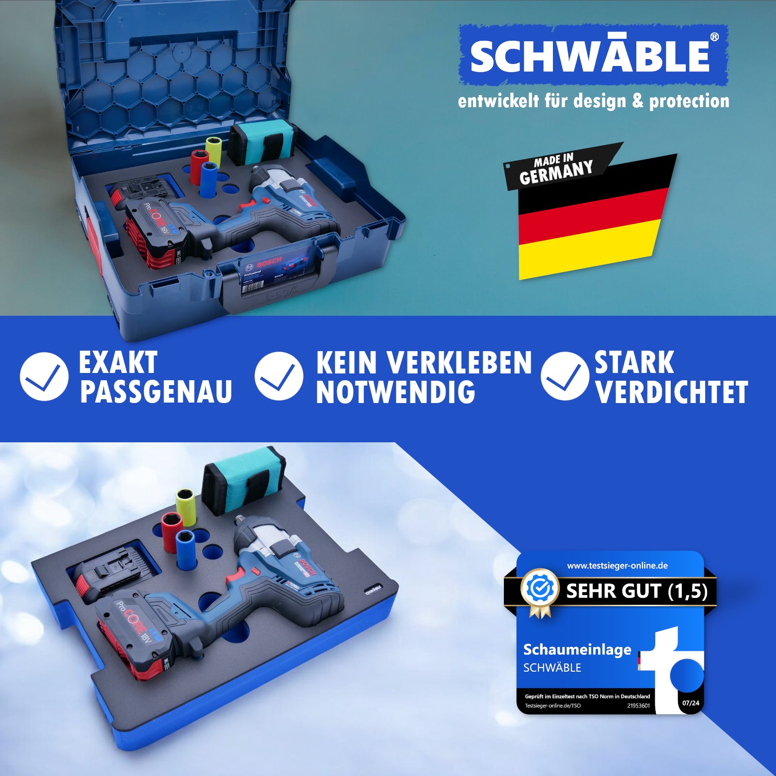 SCHWÄBLE foam insert for Bosch GDS18V-1000 cordless impact wrench