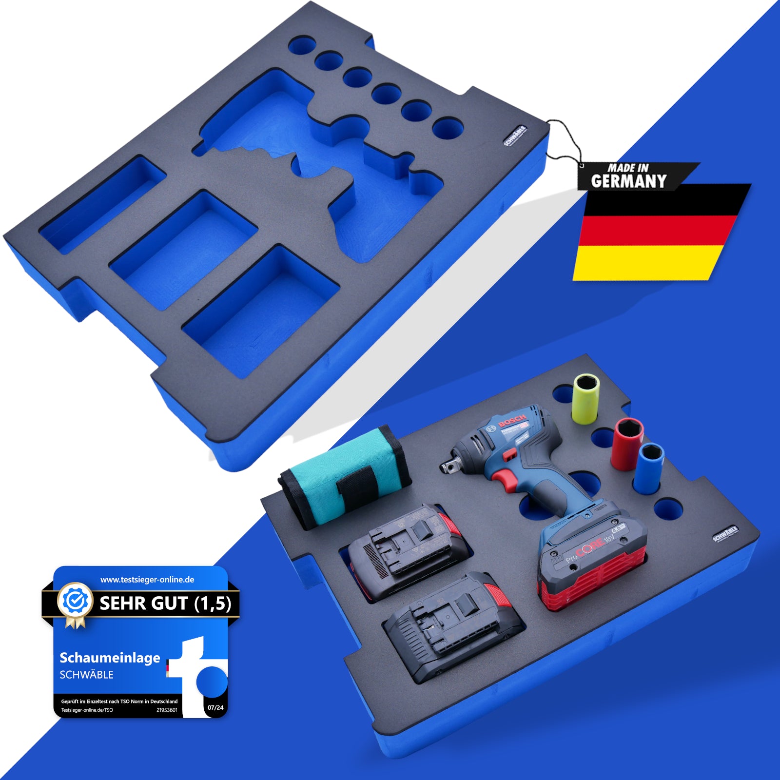 SCHWÄBLE® Schaumeinlage Schaumstoffeinlage Bosch Akku-Schlagschrauber GDS18V-210