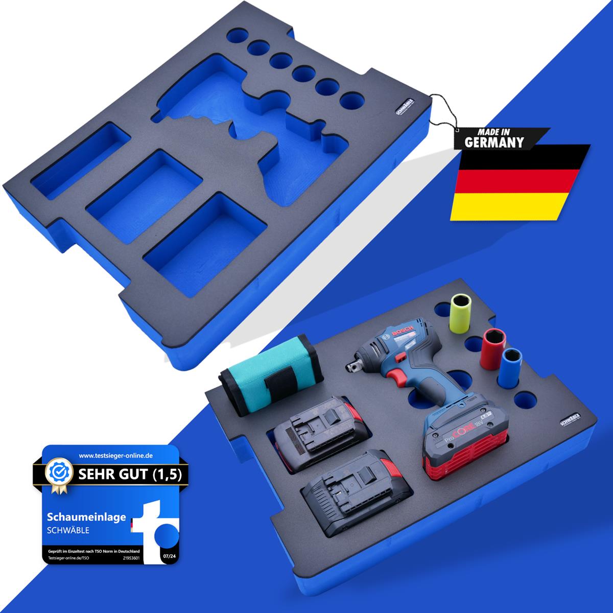 SCHWÄBLE® foam insert for Bosch GDS18V-210 cordless impact wrench
