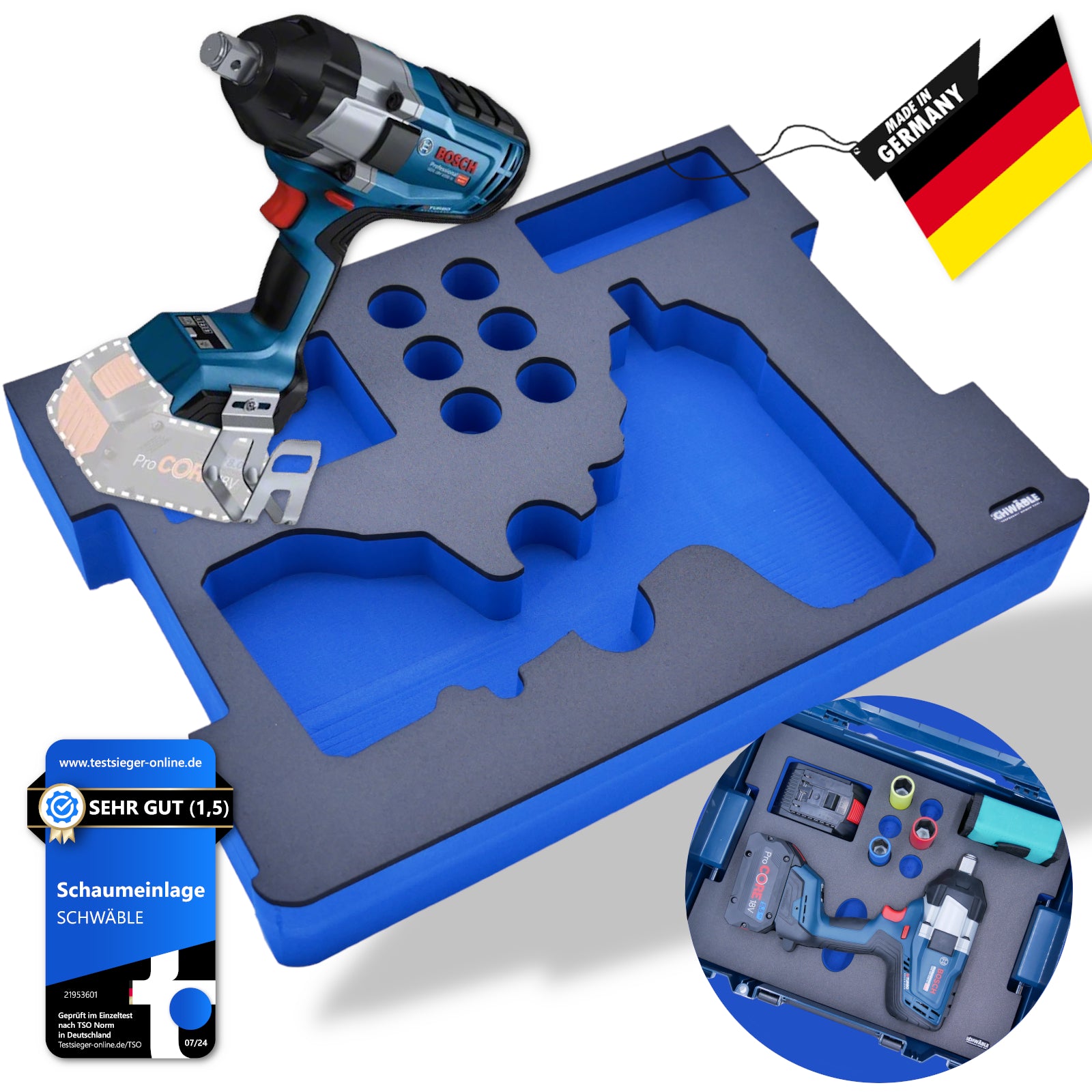 SCHWÄBLE foam insert for Bosch GDS18V-1050 cordless impact wrench
