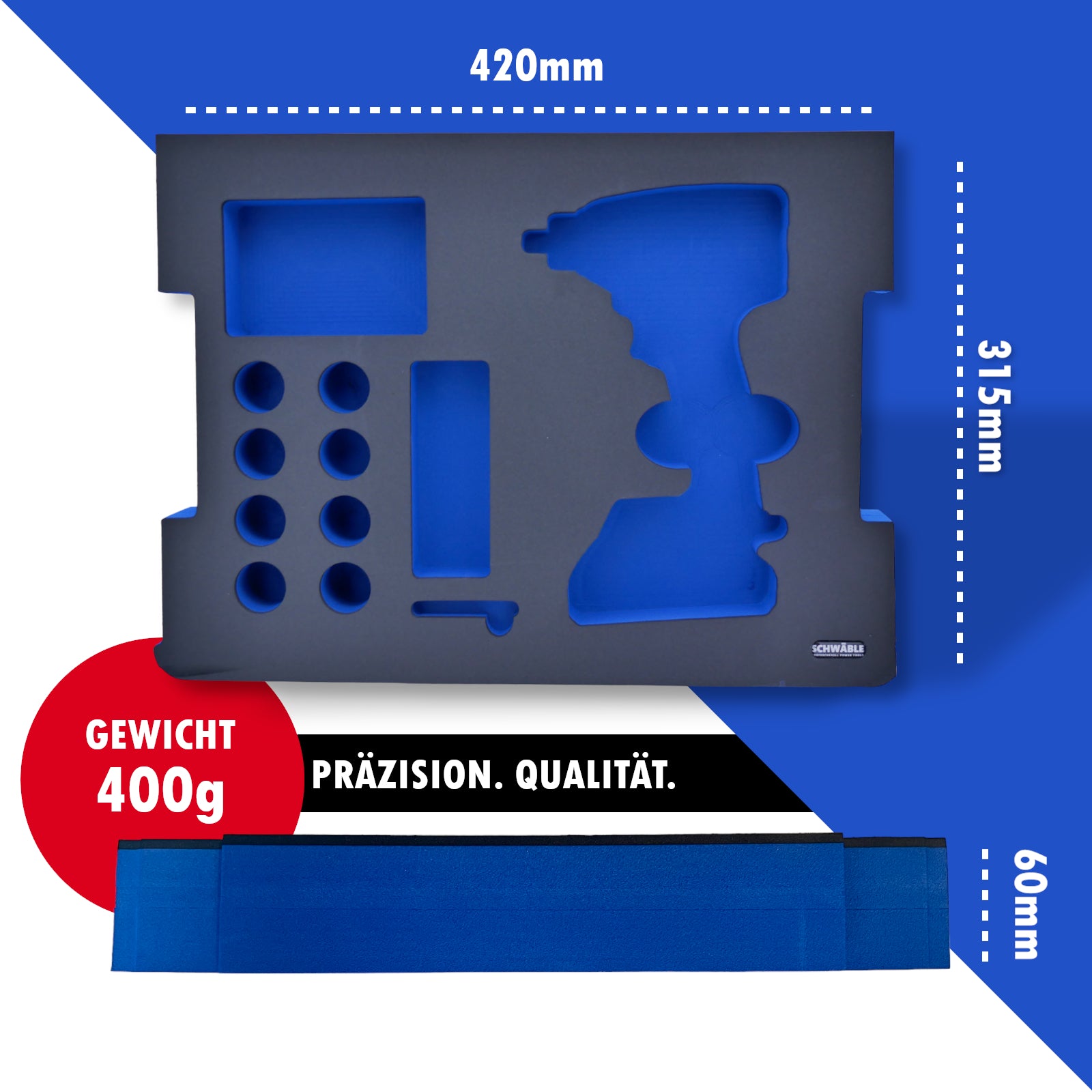 SCHWÄBLE® Schaumeinlage Schaumstoffeinlage Bosch Akku-Schlagschrauber GDS18V-210