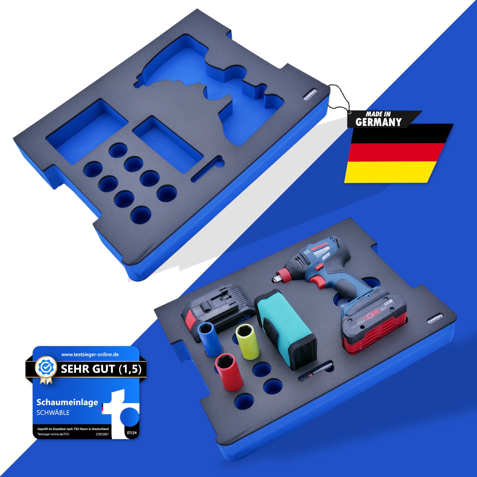 SCHWÄBLE® Schaumeinlage Schaumstoffeinlage Bosch Akku-Schlagschrauber GDX18V-210