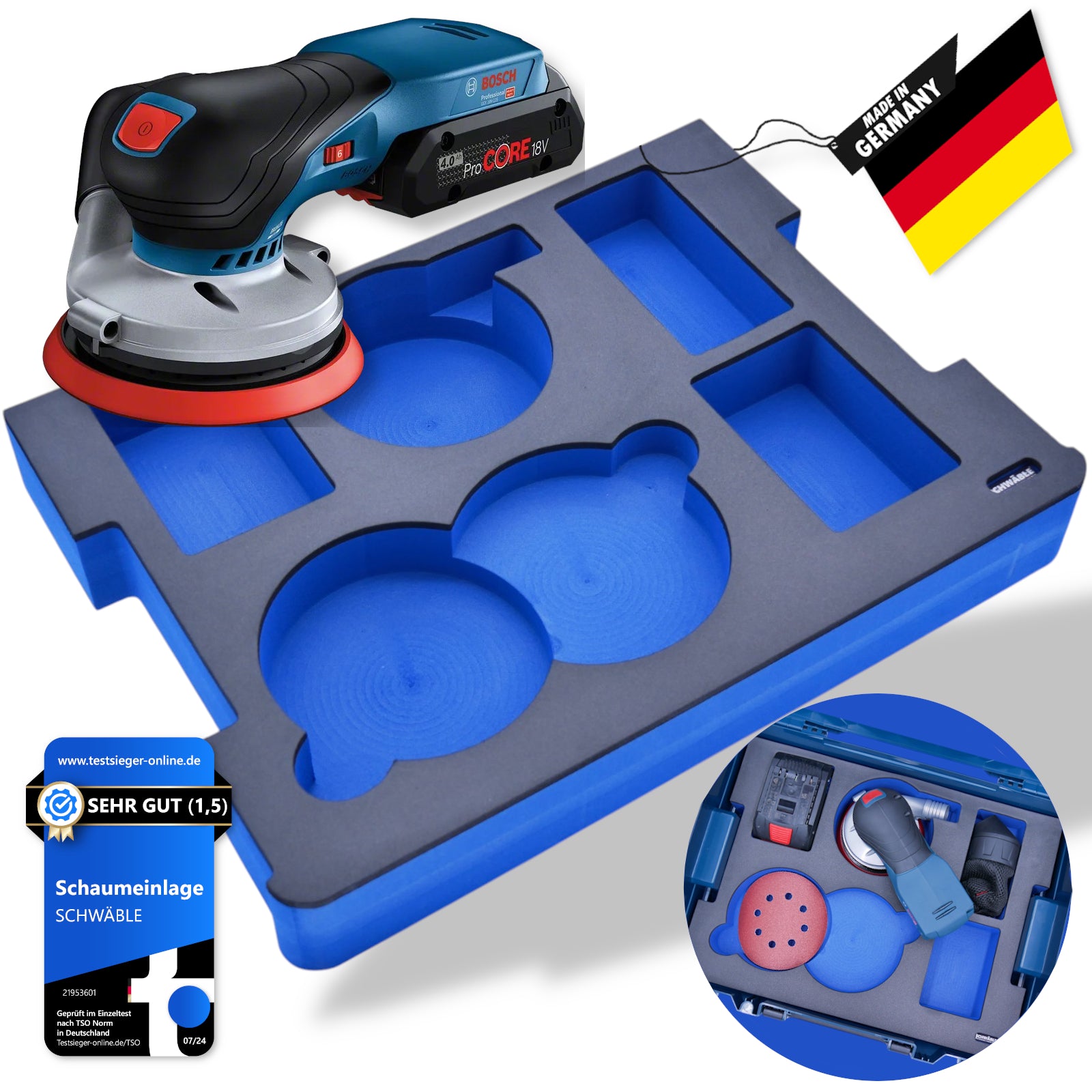 SCHWÄBLE Schaumeinlage Schaumstoffeinlage Bosch 18V Akku-Exzenterschleifer GEX18