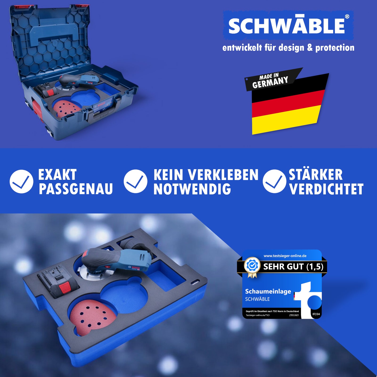 SCHWÄBLE Schaumeinlage Schaumstoffeinlage Bosch 18V Akku-Exzenterschleifer GEX18