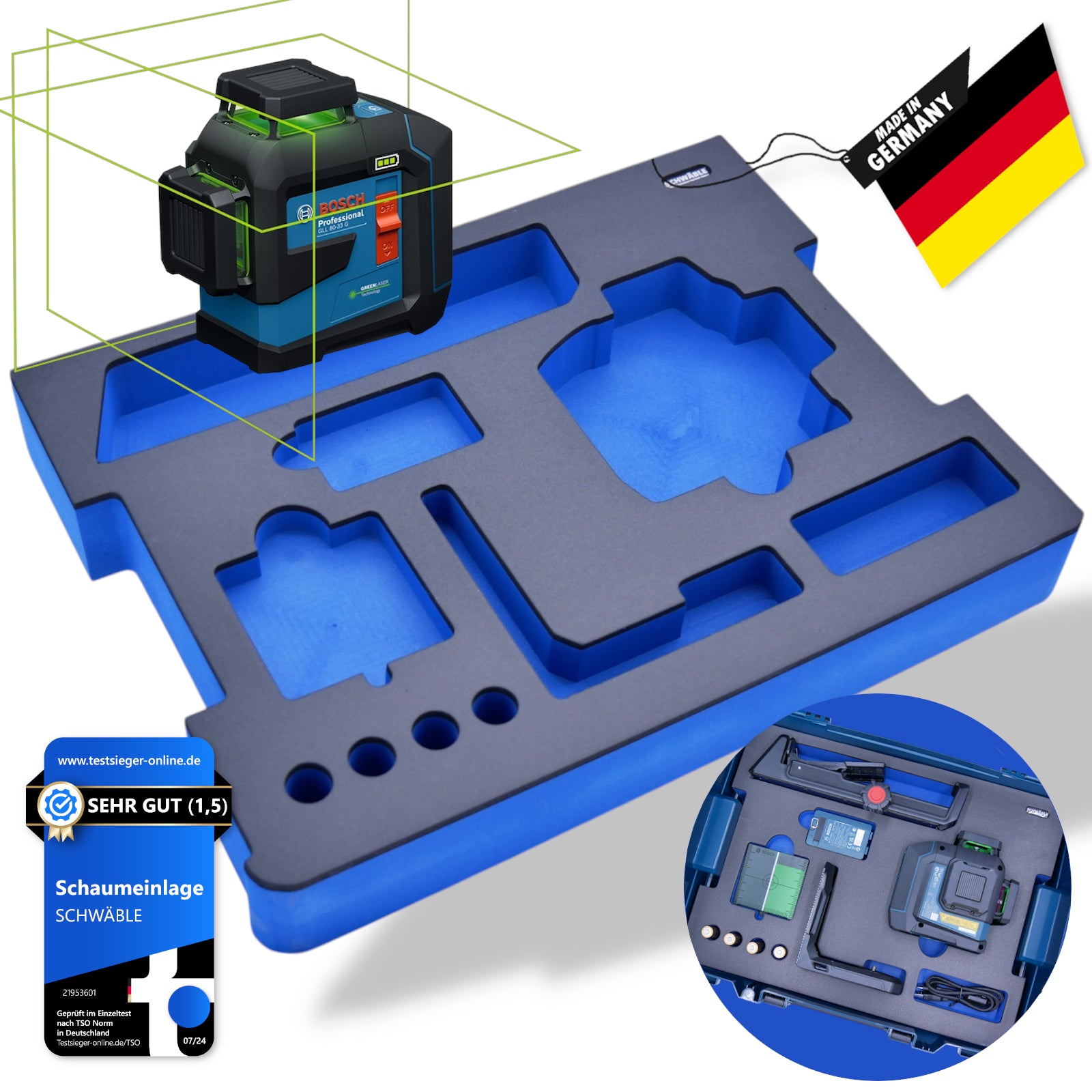 SCHWÄBLE Schaumeinlage Schaumstoffeinlage Bosch Akku-Linienlaser GLL80-33