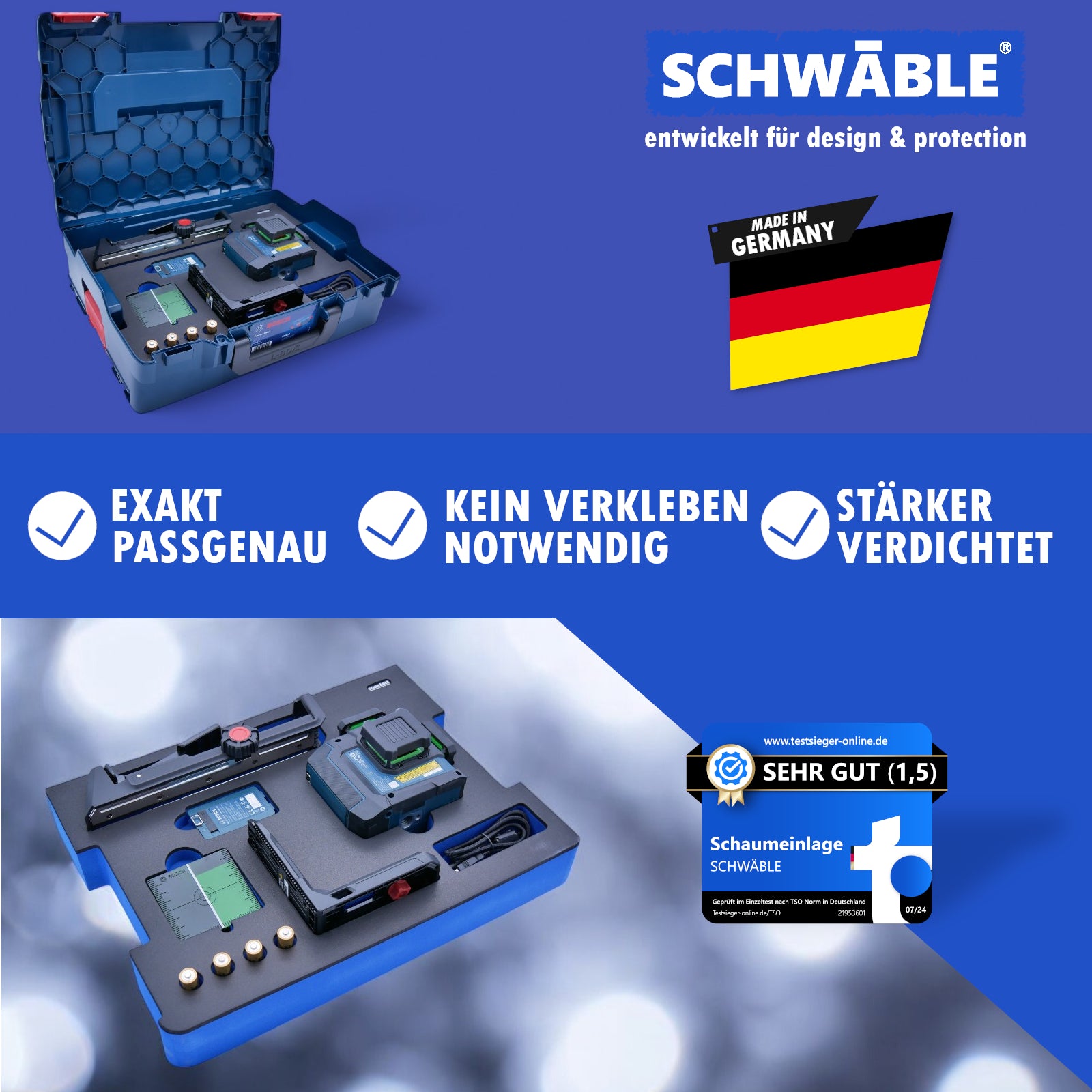 SCHWÄBLE Schaumeinlage Schaumstoffeinlage Bosch Akku-Linienlaser GLL80-33