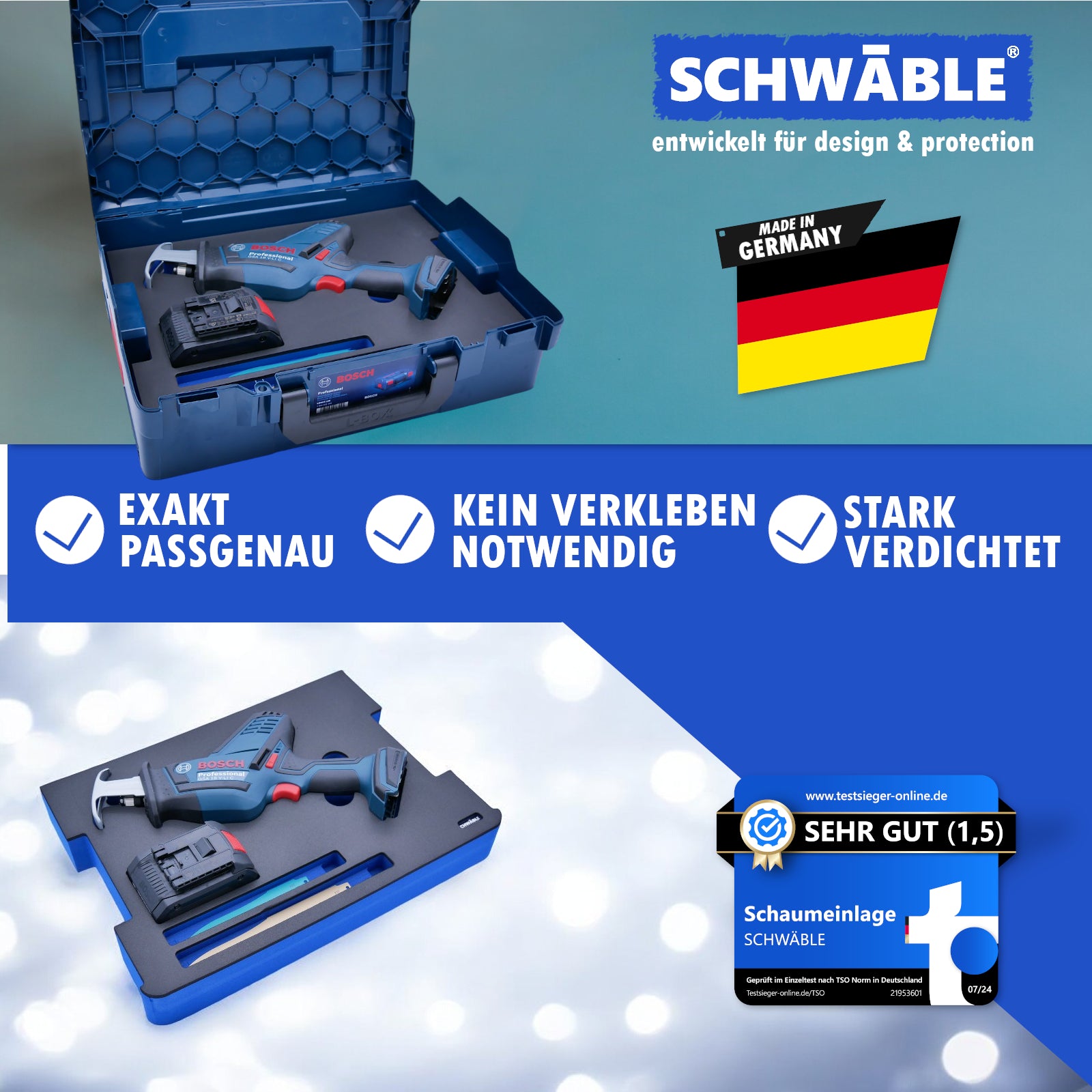 SCHWÄBLE® Schaumeinlage Schaumstoffeinlage für Bosch Akku-Säbelsäge GSA18V-Li
