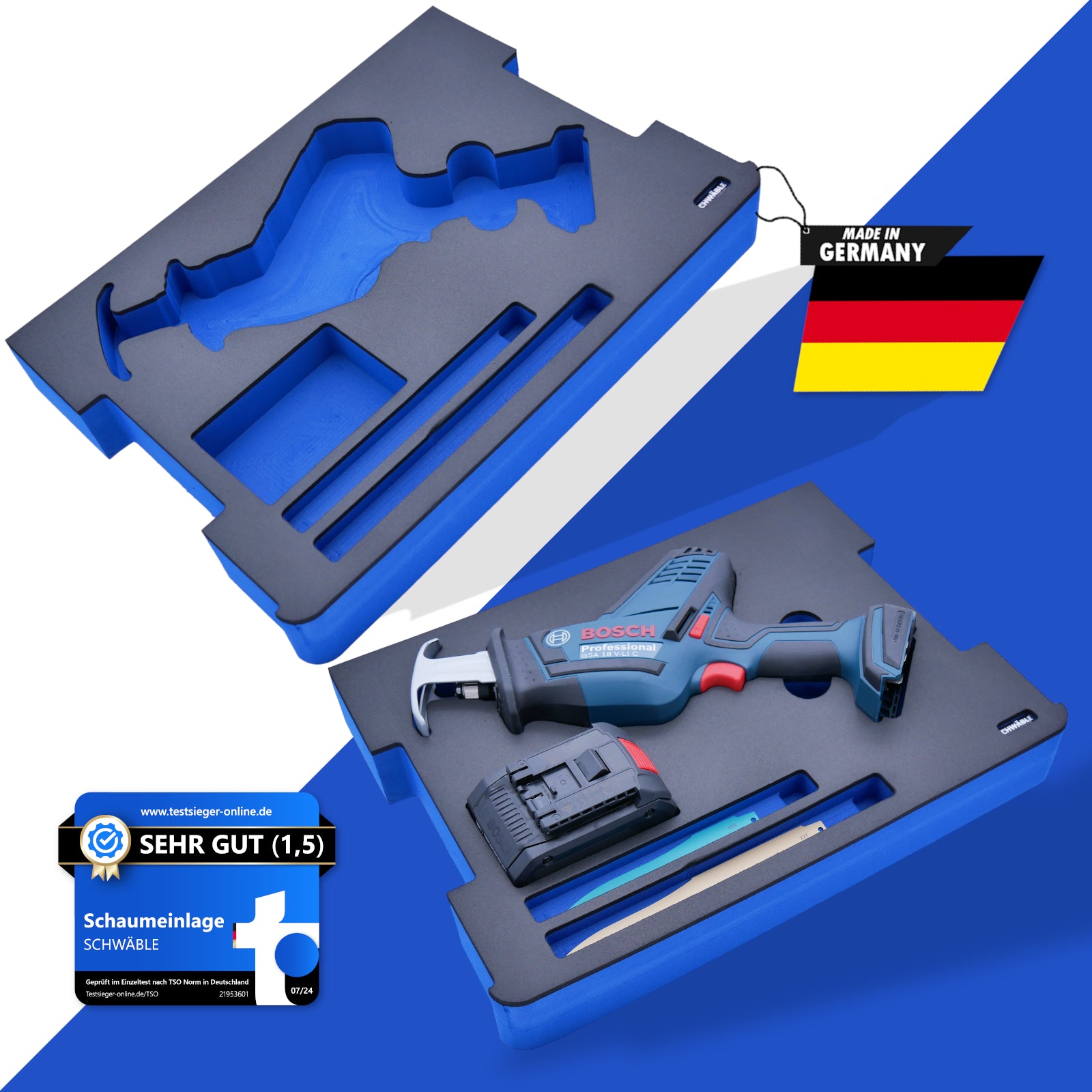 SCHWÄBLE® Schaumeinlage Schaumstoffeinlage für Bosch Akku-Säbelsäge GSA18V-Li