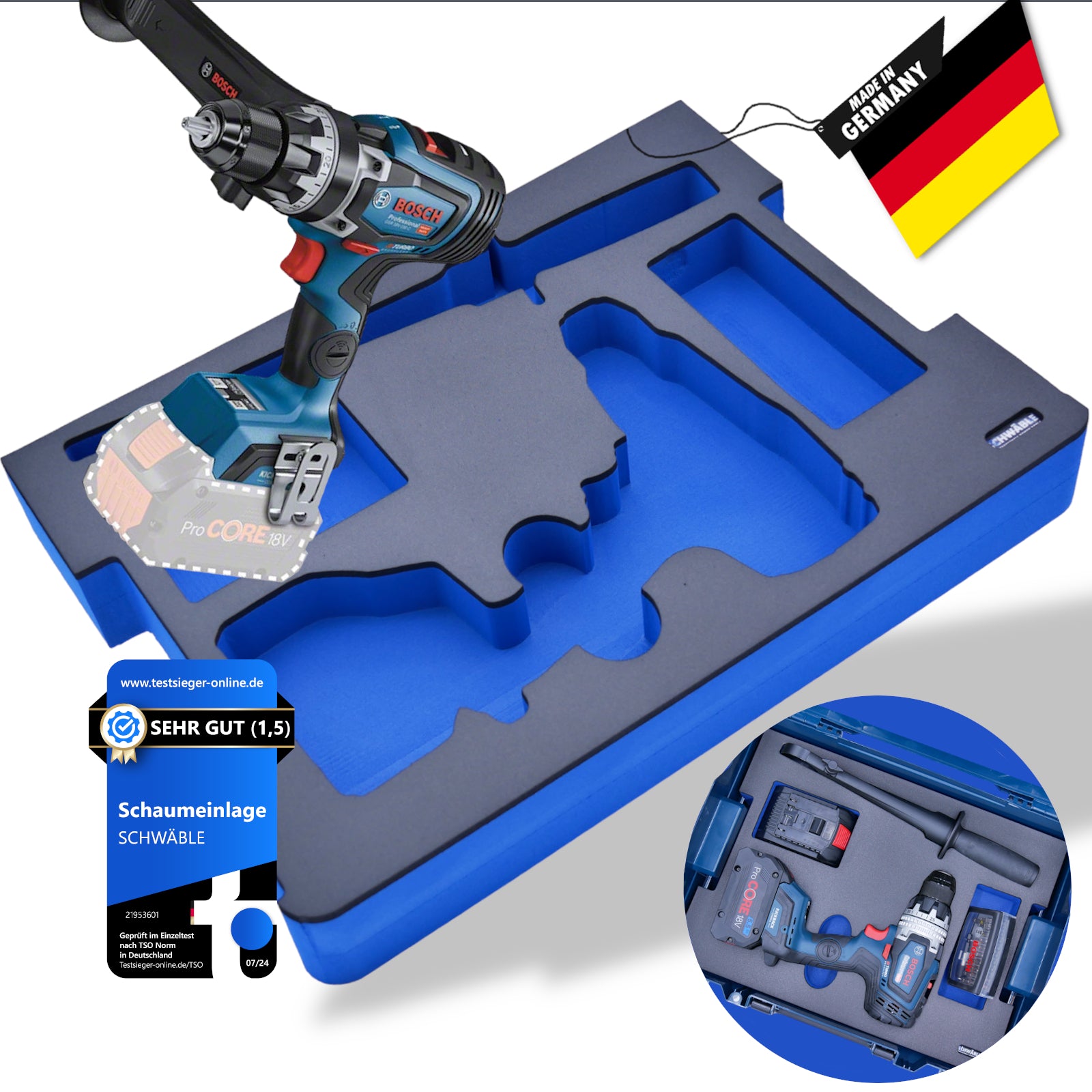 SCHWÄBLE foam insert for Bosch GSR18V-150 cordless impact wrench