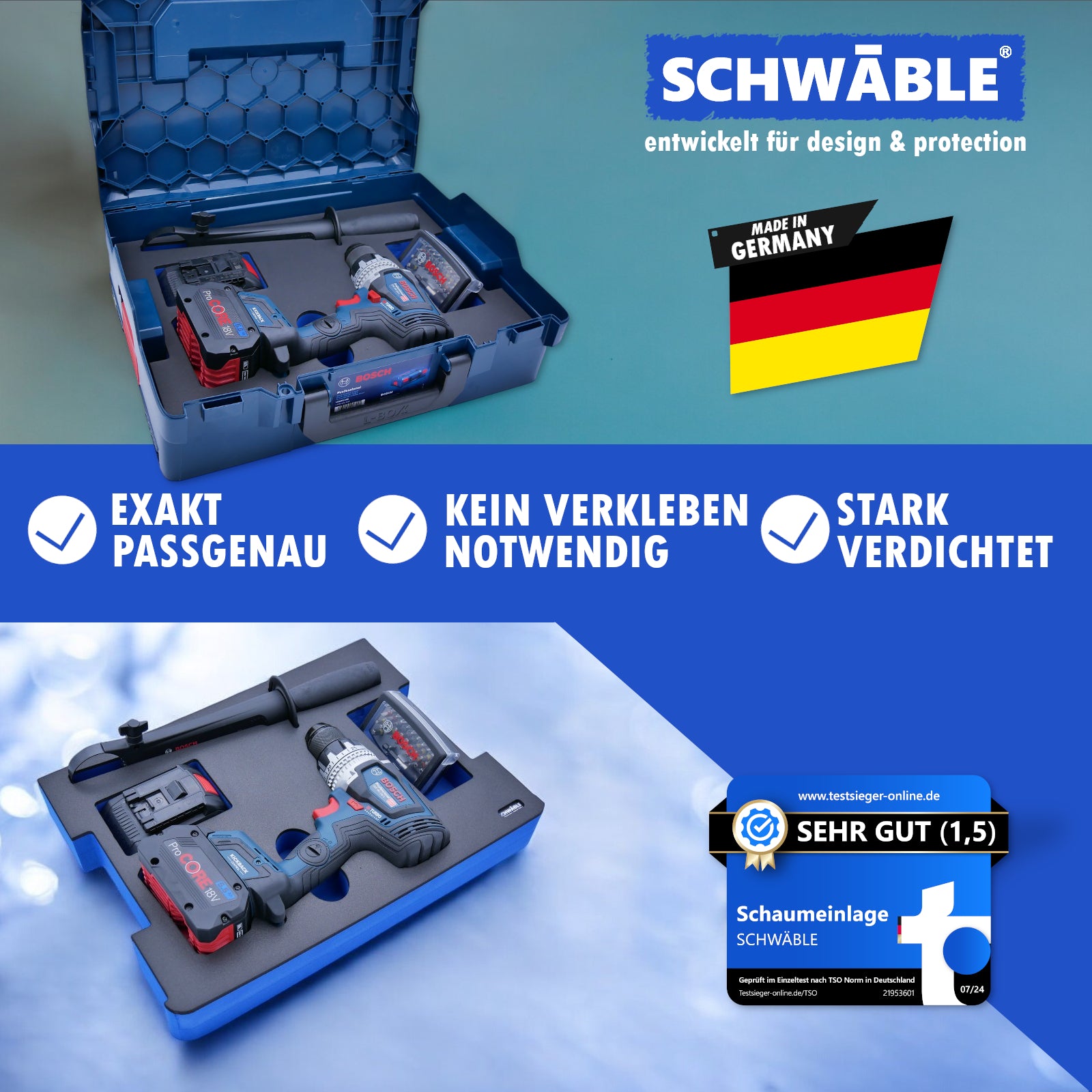 SCHWÄBLE Schaumeinlage Schaumstoffeinlage Bosch Akku-Schlagschrauber GSR18V-150