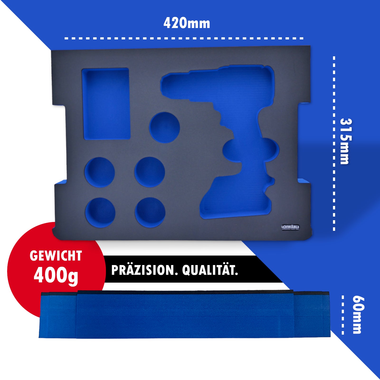 SCHWÄBLE® Schaumeinlage Schaumstoffeinlage Bosch Akku-Bohrschrauber GSR18V-90FC