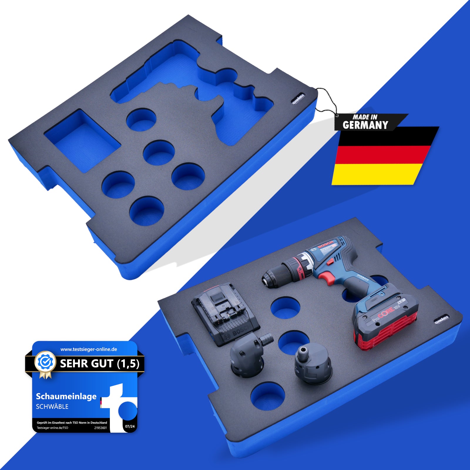 SCHWÄBLE® Schaumeinlage Schaumstoffeinlage Bosch Akku-Bohrschrauber GSR18V-90FC