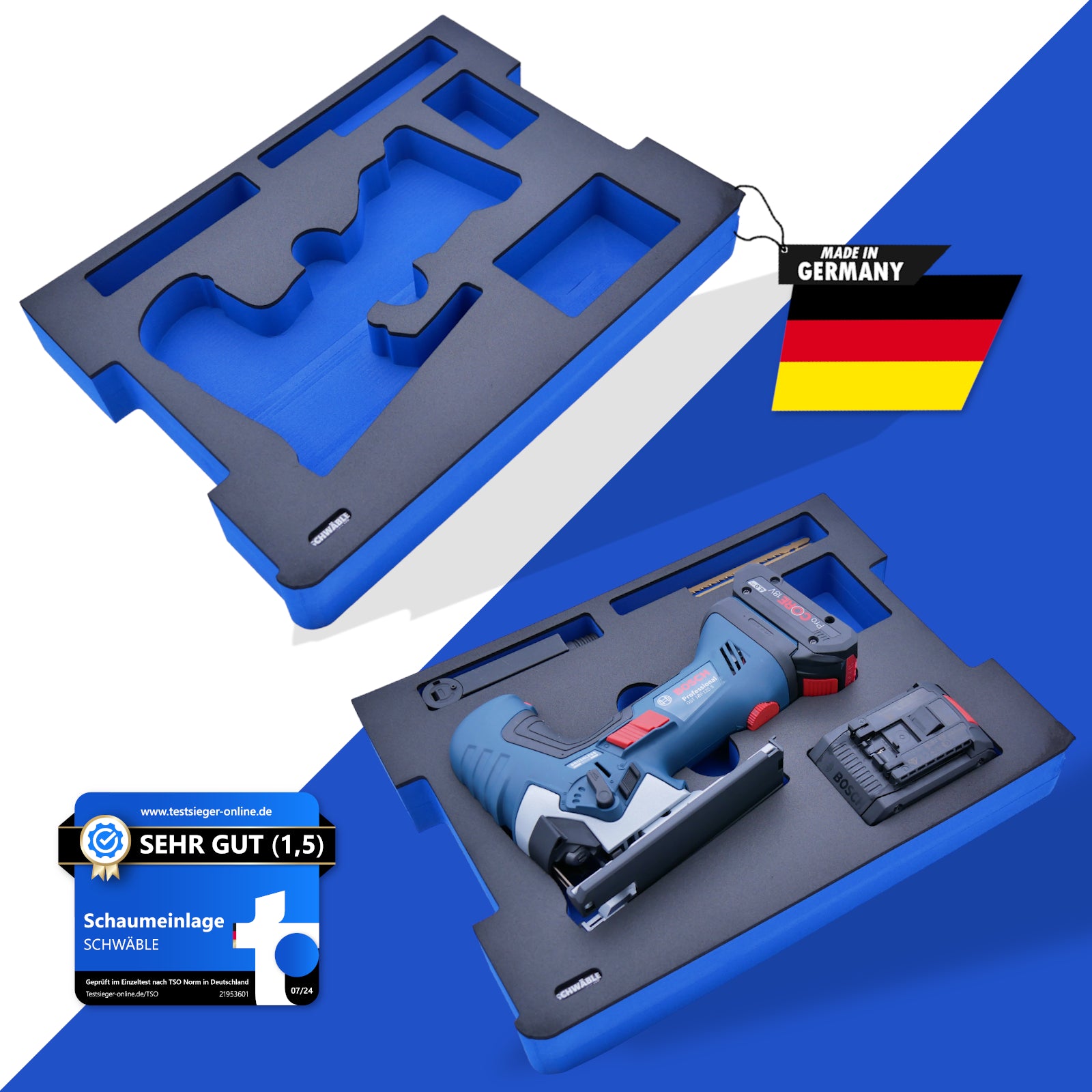 SCHWÄBLE® Schaumeinlage Schaumstoffeinlage für Bosch Akku-Stichsäge GST18V-125S