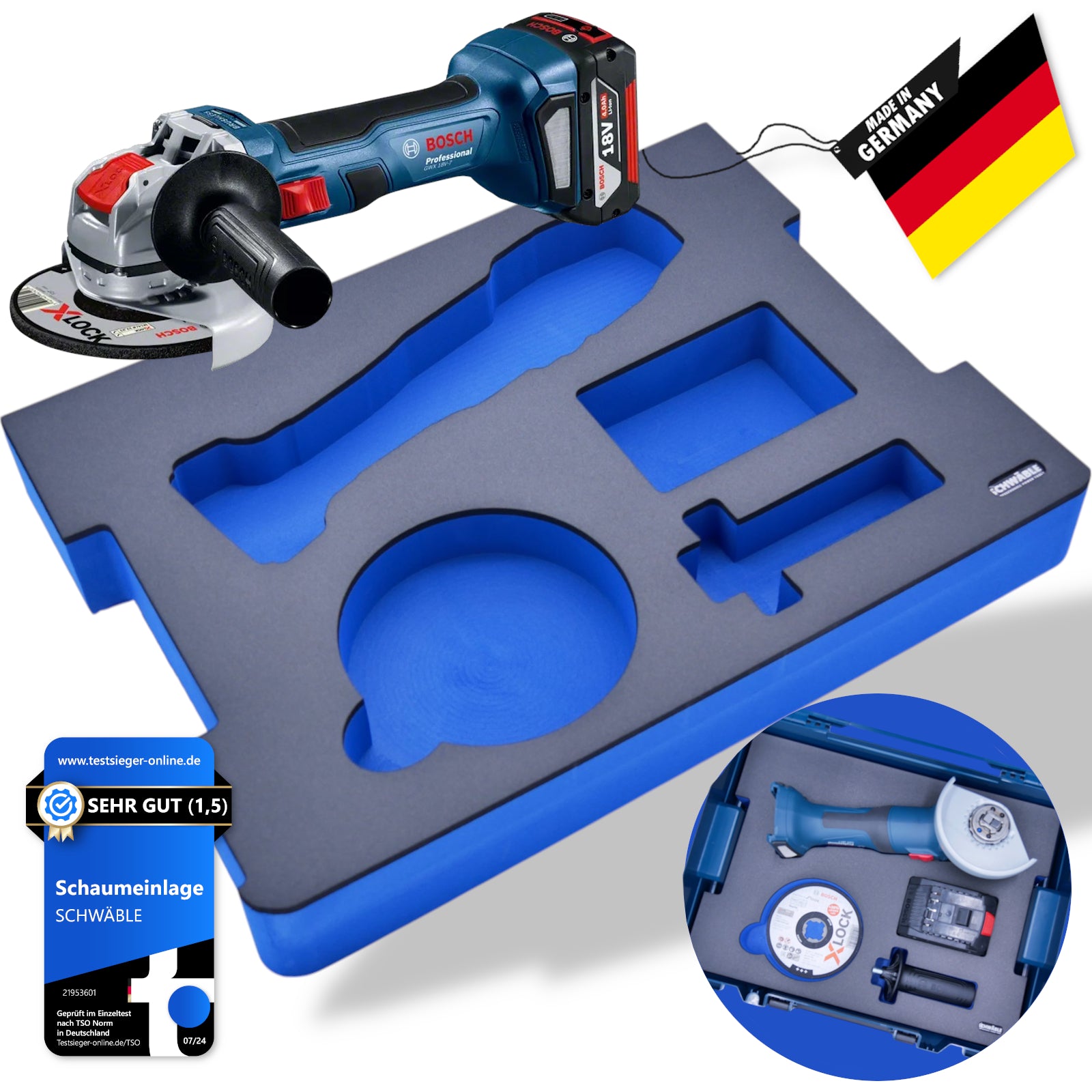 SCHWÄBLE Schaumeinlage Schaumstoffeinlage Bosch 18V Akku-Winkelschleifer GWX18-7