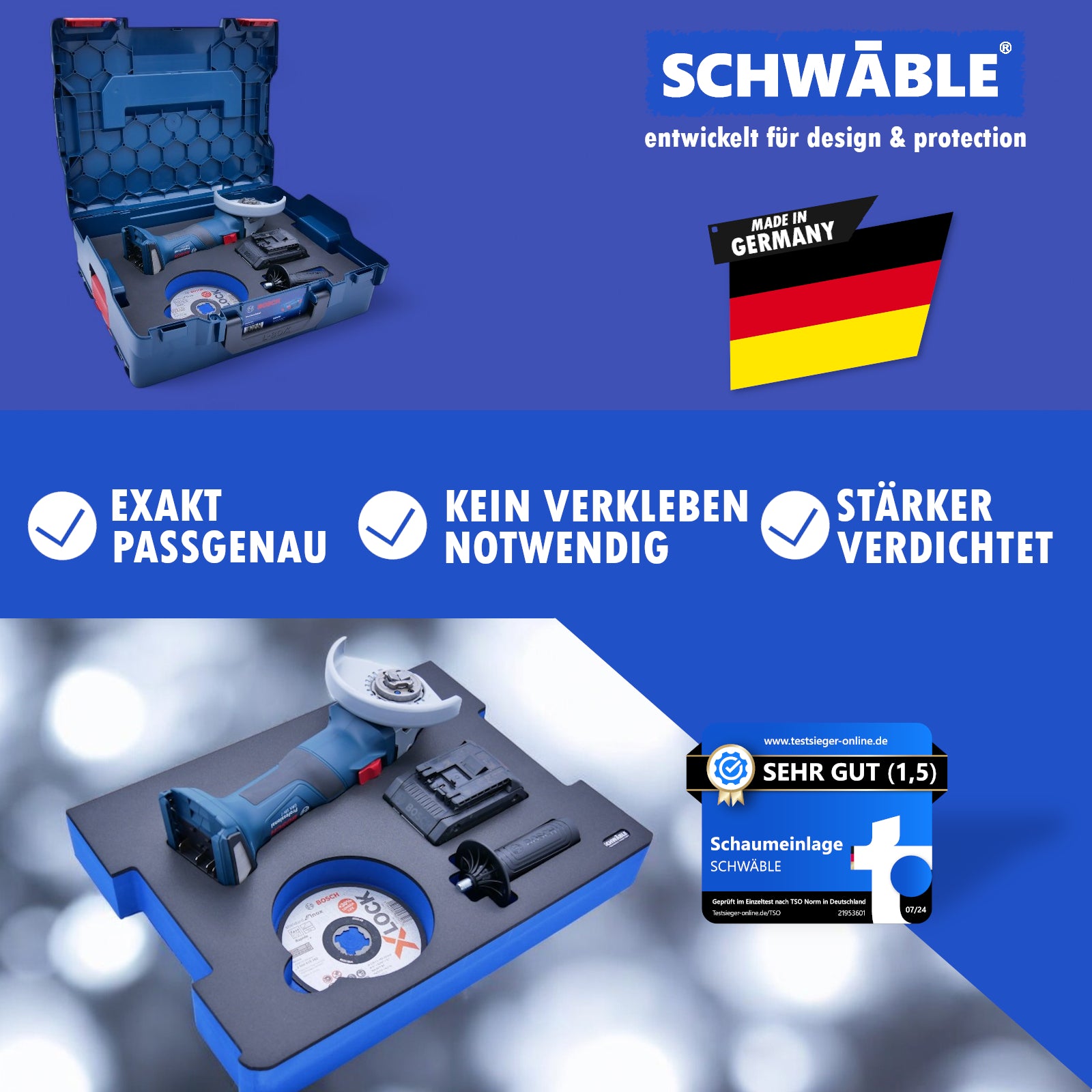 SCHWÄBLE Schaumeinlage Schaumstoffeinlage Bosch 18V Akku-Winkelschleifer GWX18-7