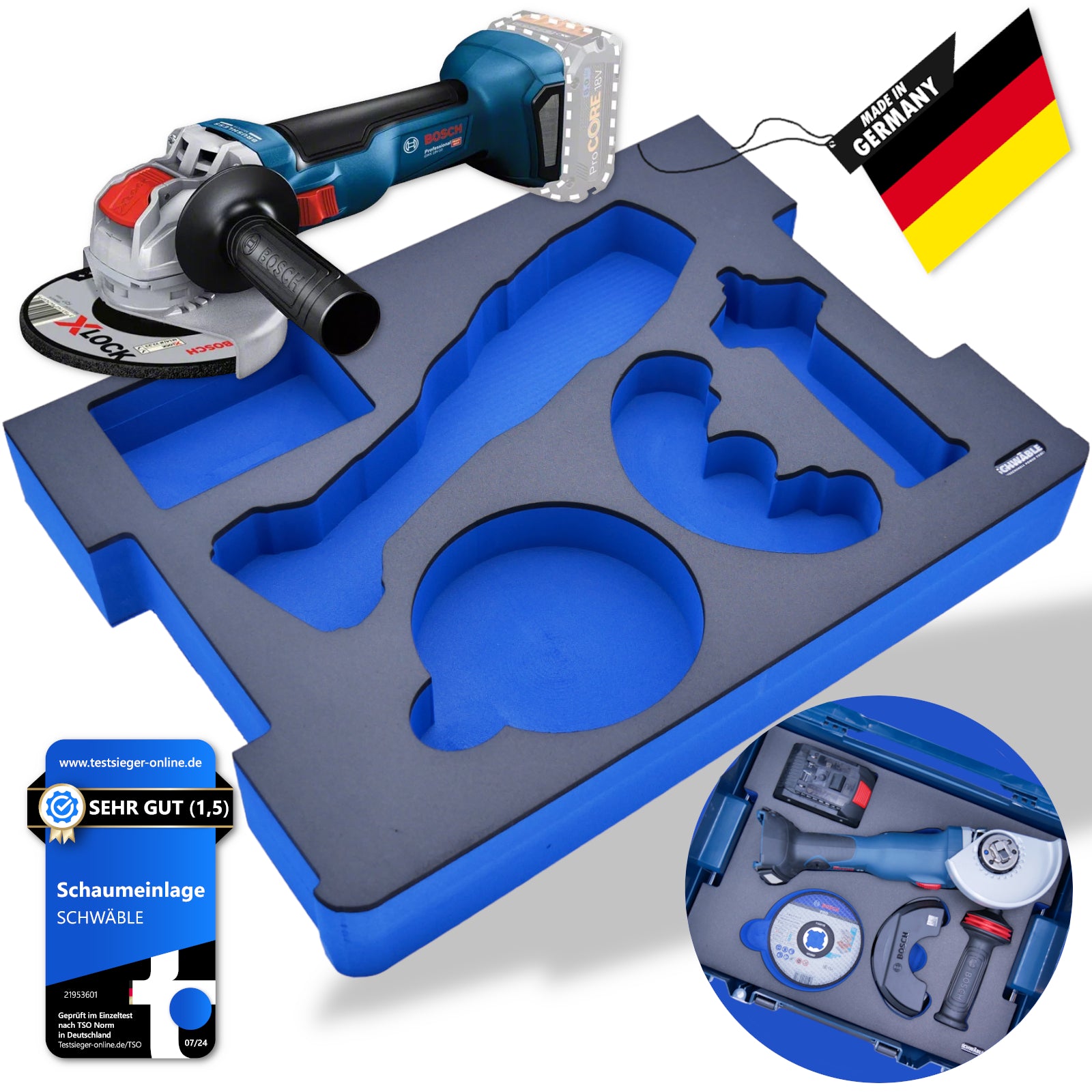 SCHWÄBLE® Foam Insert for Bosch Cordless Angle Grinder GWX18V-10