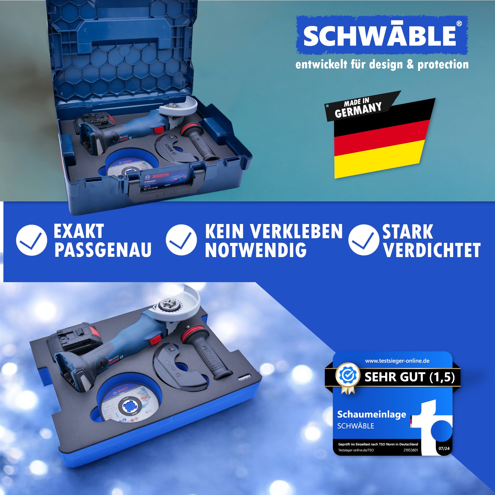 SCHWÄBLE® Foam Insert for Bosch Cordless Angle Grinder GWX18V-10