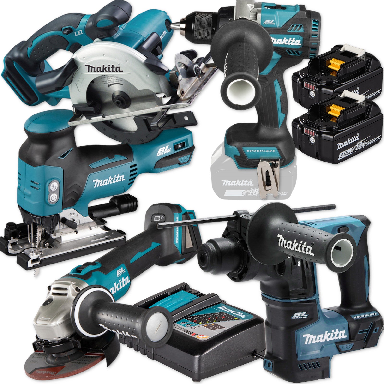 Makita Akku-Combo Set 18V DGA504 DHR171 DSS501 DJV181 DDF492