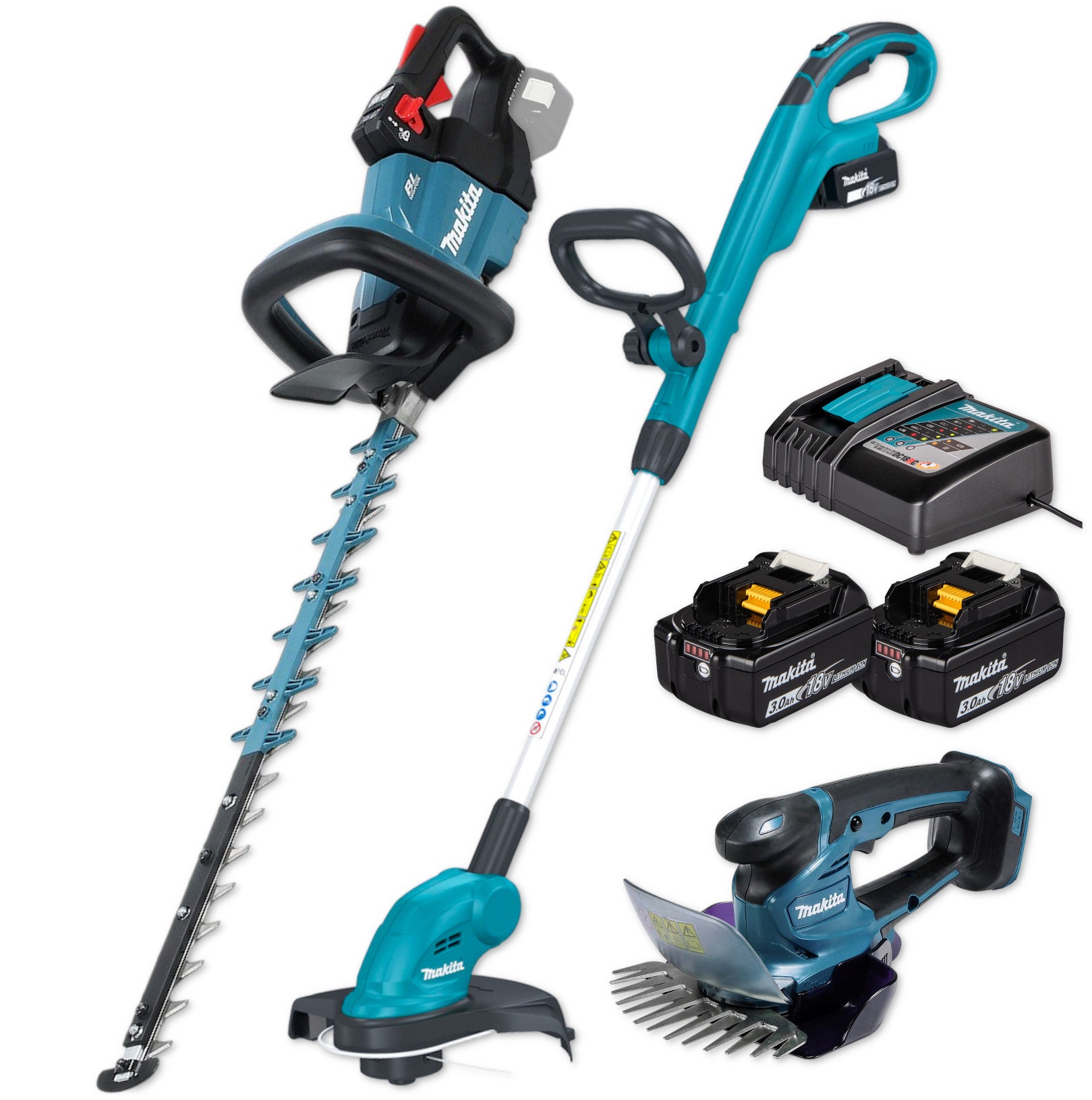 Makita Akku-Combo-Set 18V DUH601 DUM604 DUR181 Trimmer Heckenschere Grasschere