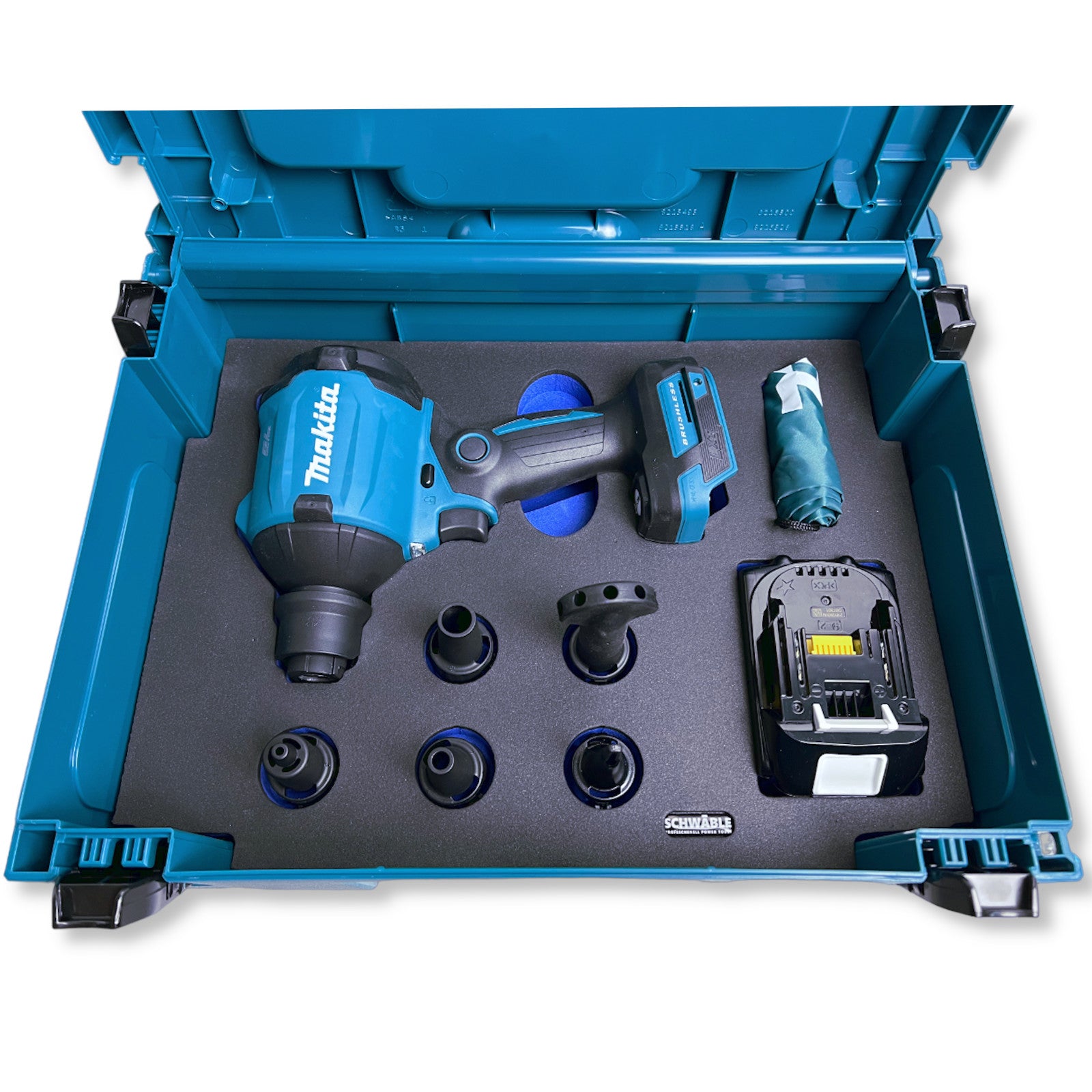 Makita Akku-Heißluftgebläse 18V DHG181SZK Gebläse + Schwäble Schaumstoffeinlage