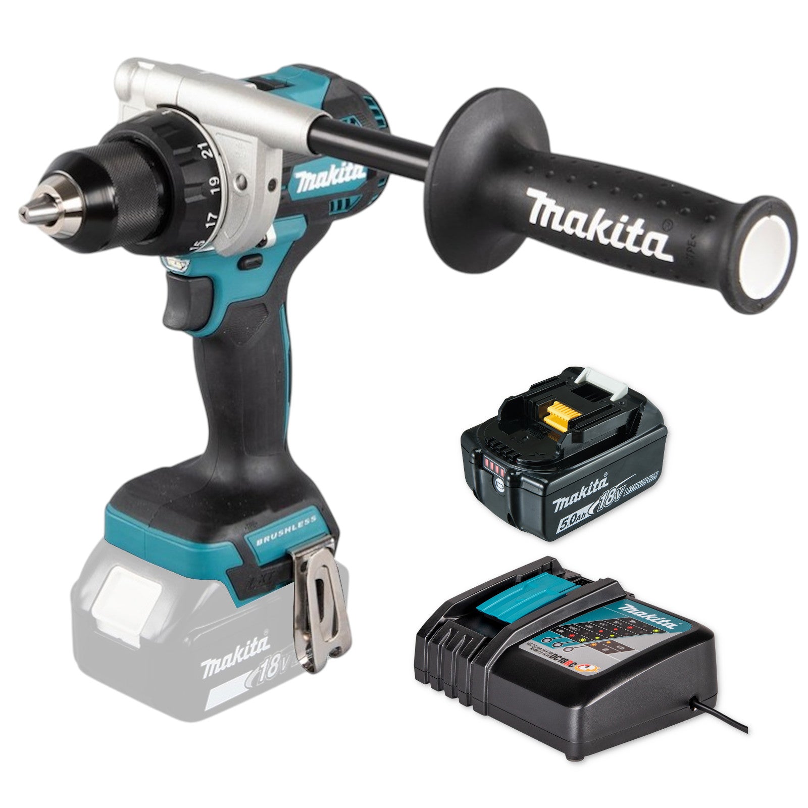 Makita Akku-Bohrschrauber Schrauber 18V DDF492RF1 141Nm + Akku + DC18RC