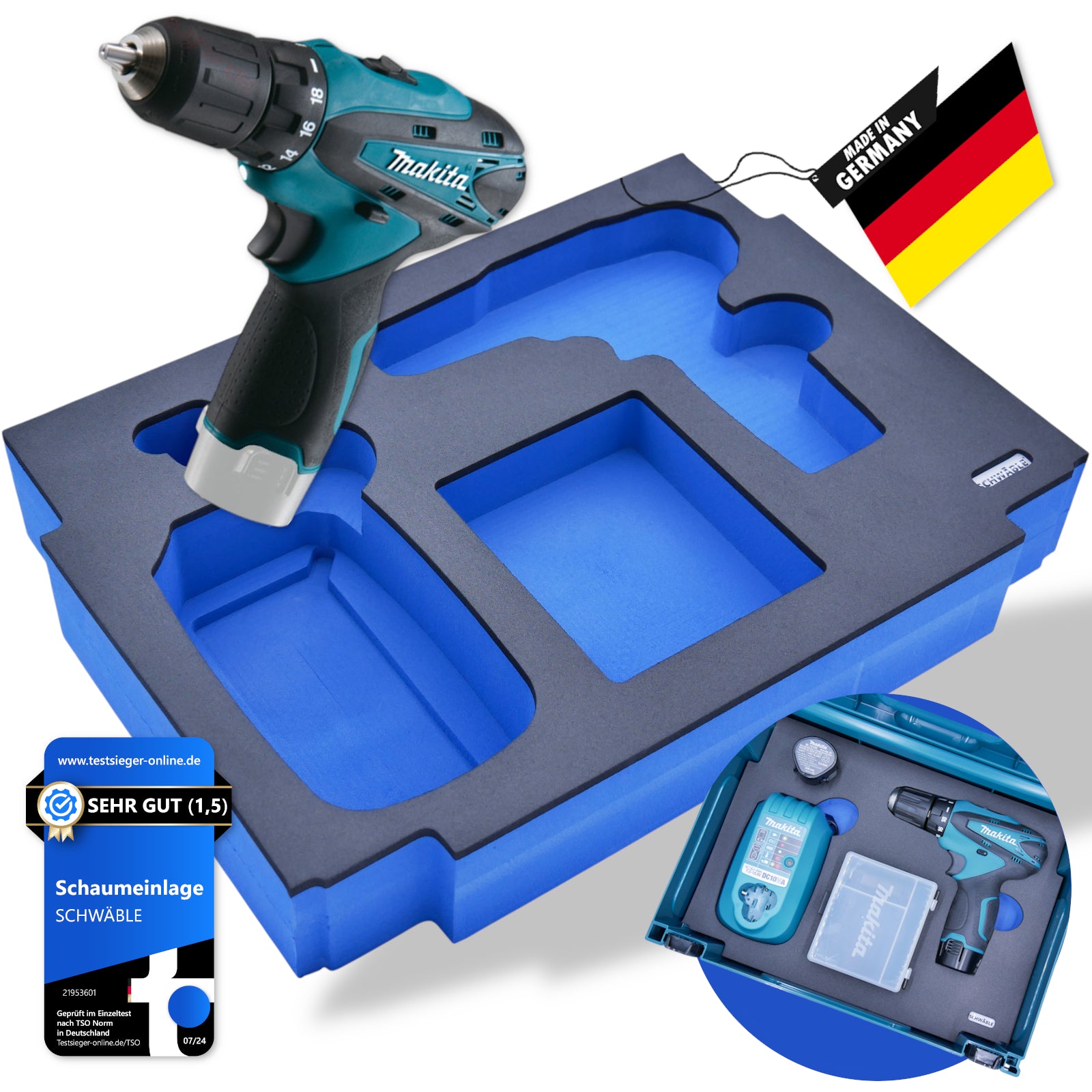 SCHWÄBLE® Schaumeinlage Schaumstoffeinlage für Makita Bohrschrauber DF330