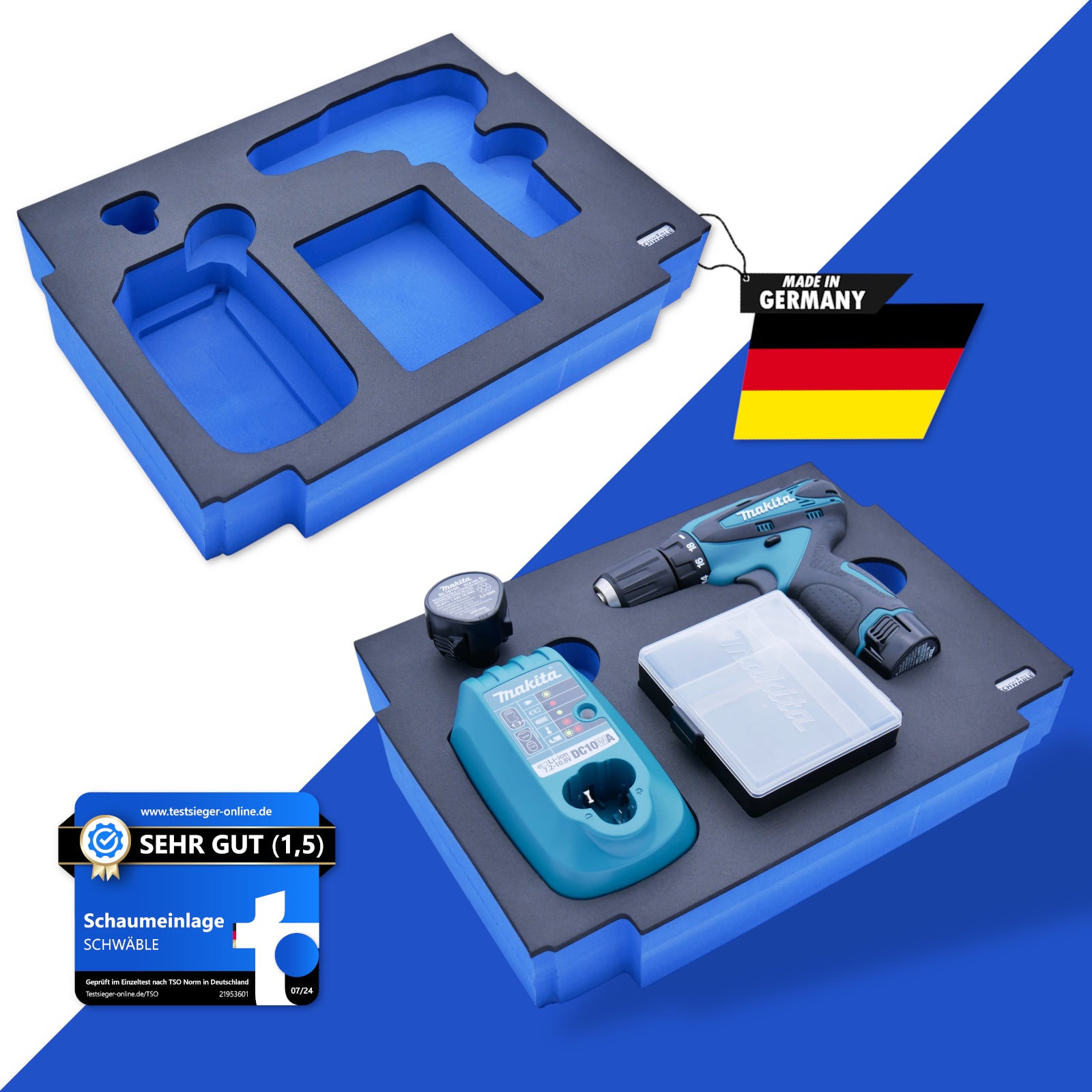 SCHWÄBLE® Schaumeinlage Schaumstoffeinlage für Makita Bohrschrauber DF330