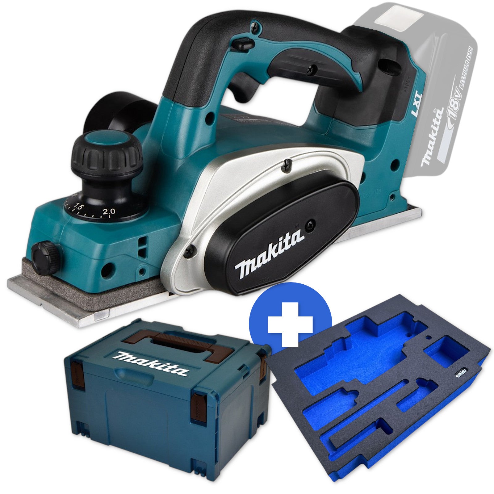 Makita Akku-Hobel Hobelmaschine 18V DKP180SZ + Schwäble Schaumstoffeinlage